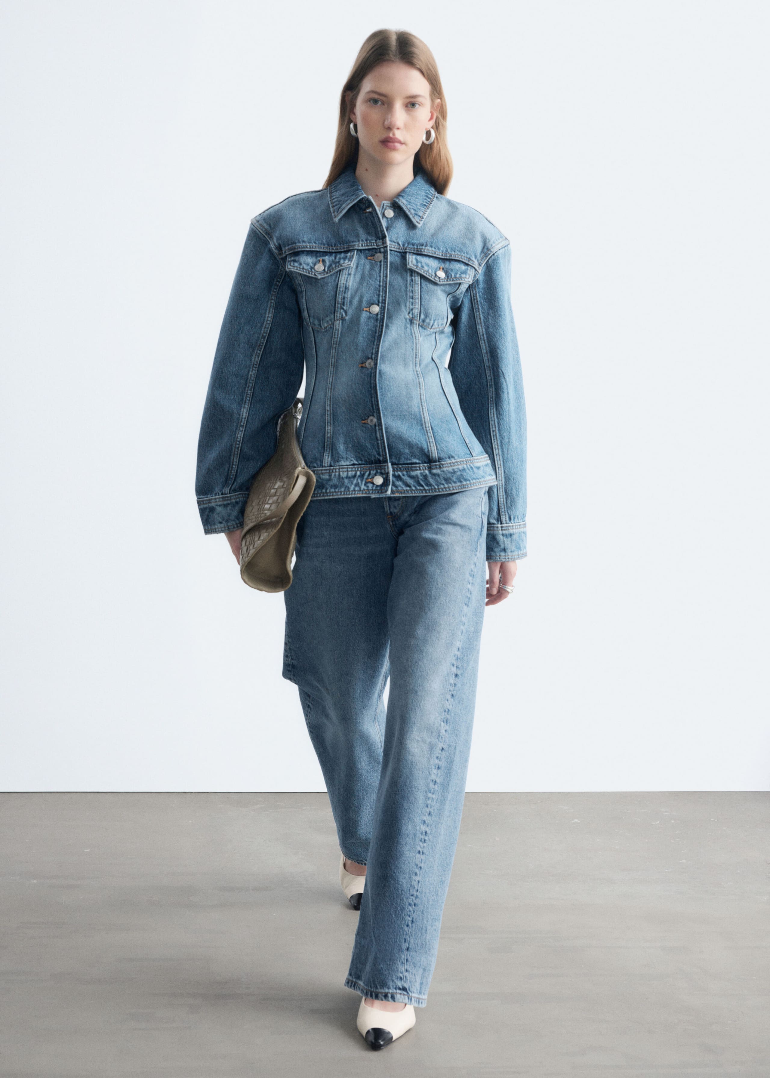 Sculpted Denim Jacket - Washed Mid Blue - Lookbook