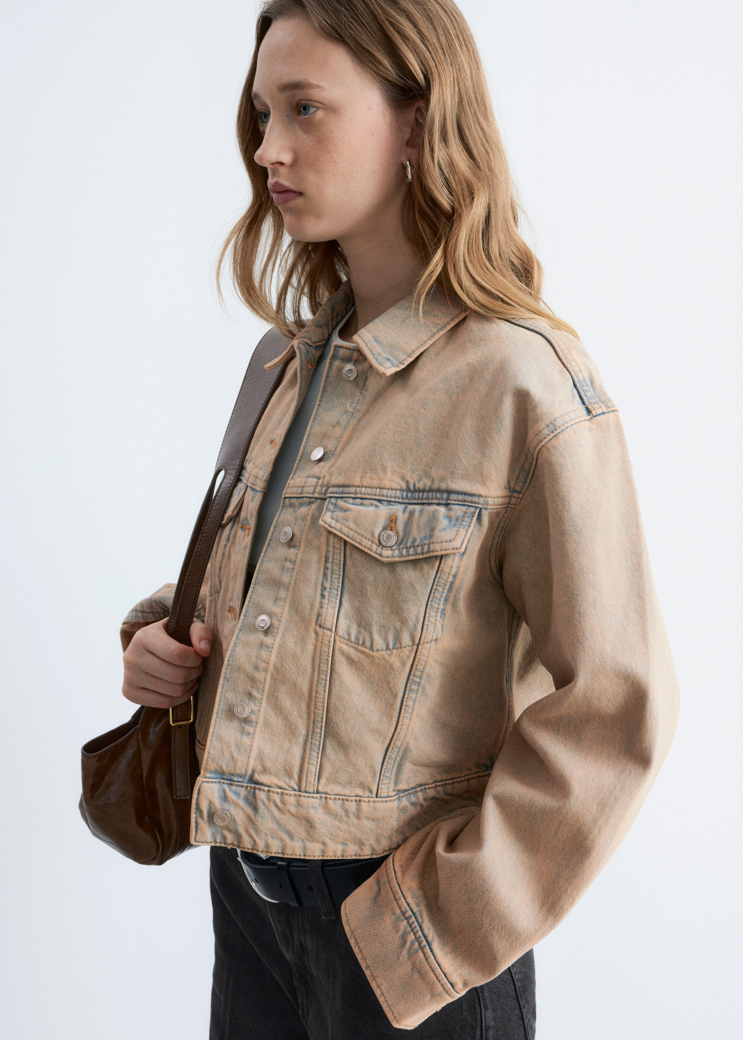 Cropped Overdye Denim Jacket - Washed Beige - & Other Stories US