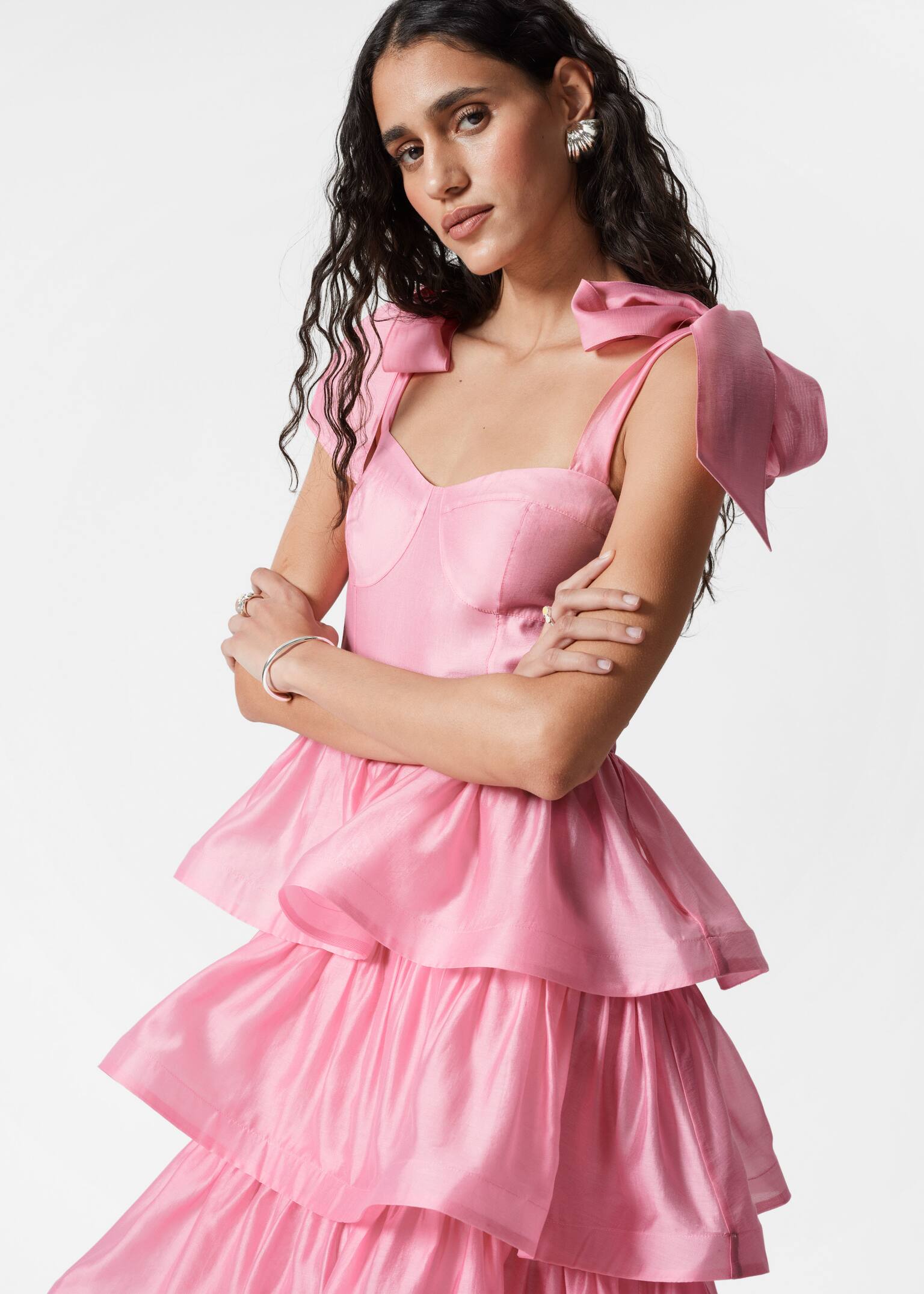 Maxi-jurk met ruches - Roze - 3