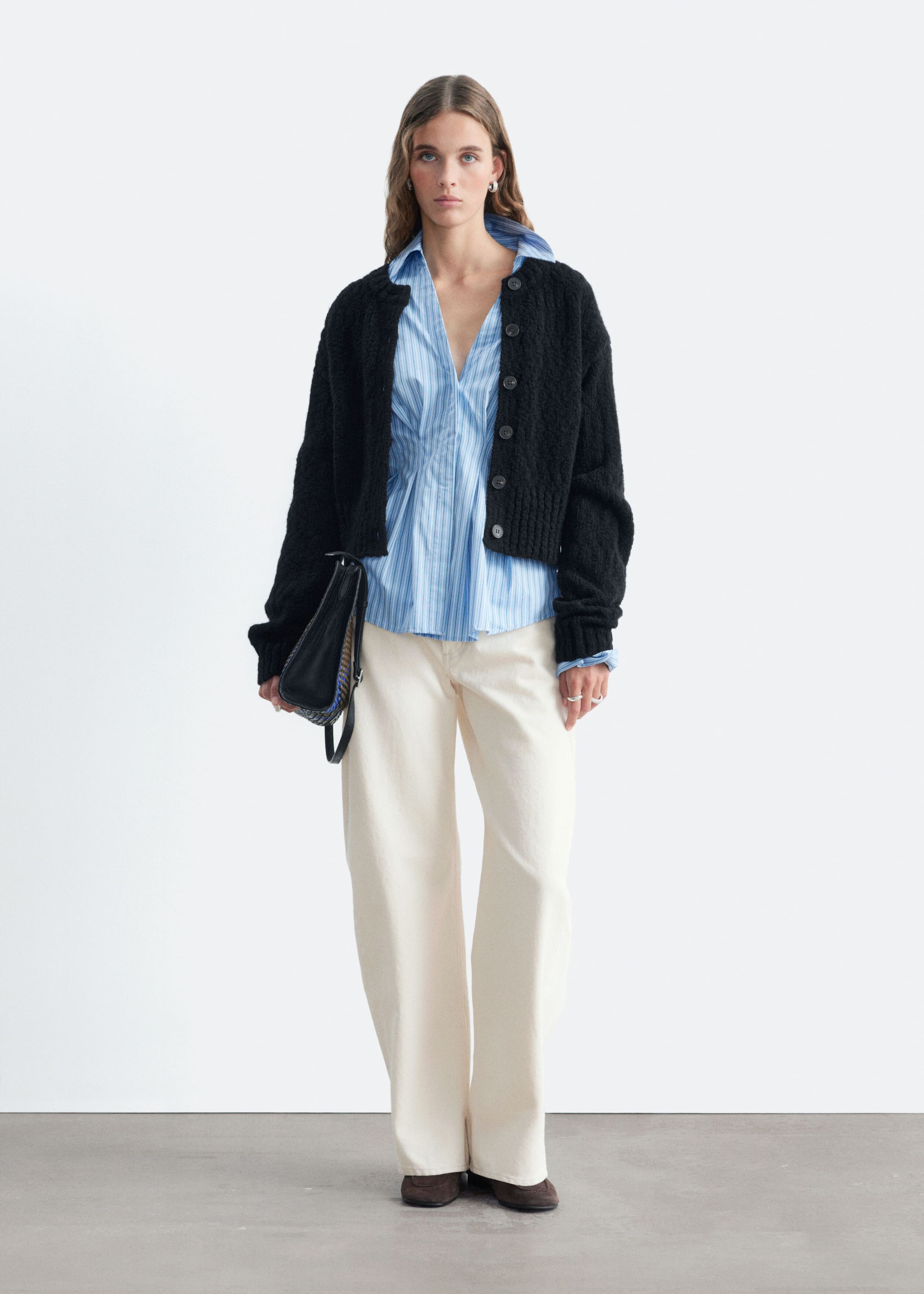 Wool-Cotton Cardigan - Olive - Lookbook