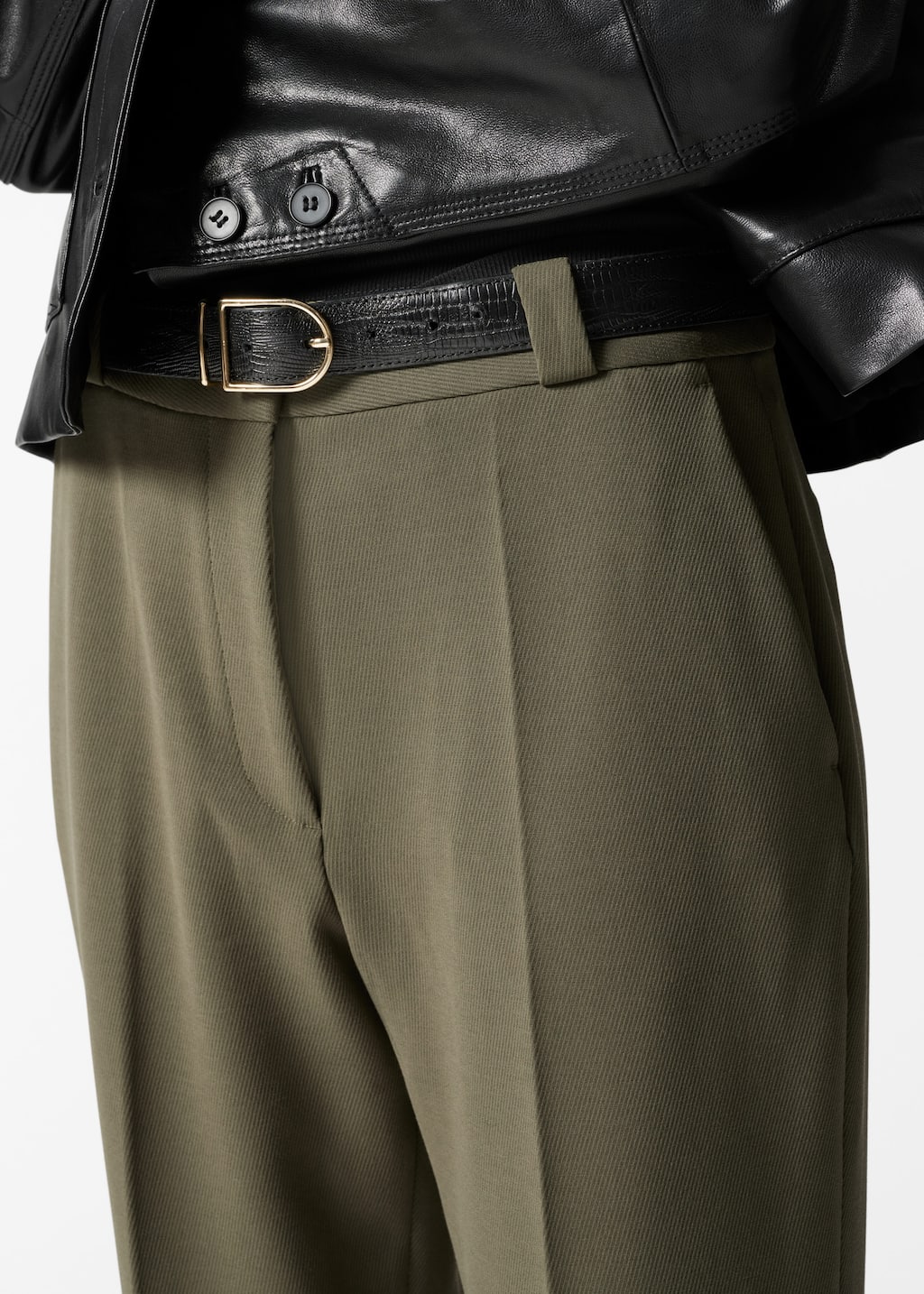 Pantalon large à plis marqués - Couleur crème - Lookbook