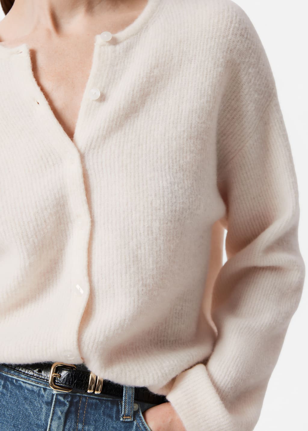 Image of Stickad cardigan i alpackablandning