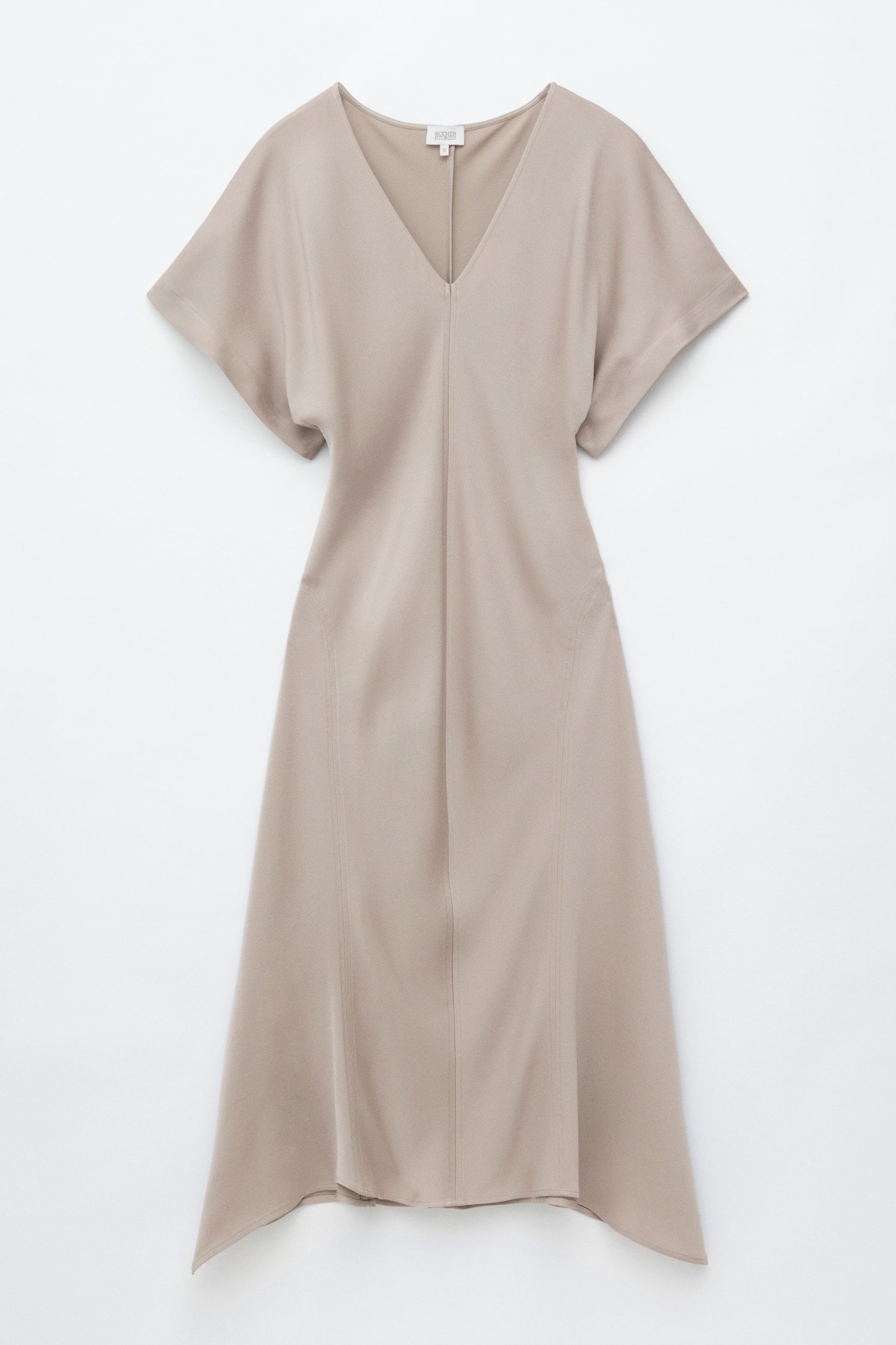 V-nyakú Maxi Ruha - Kőbézs/Barna/Piros - 1