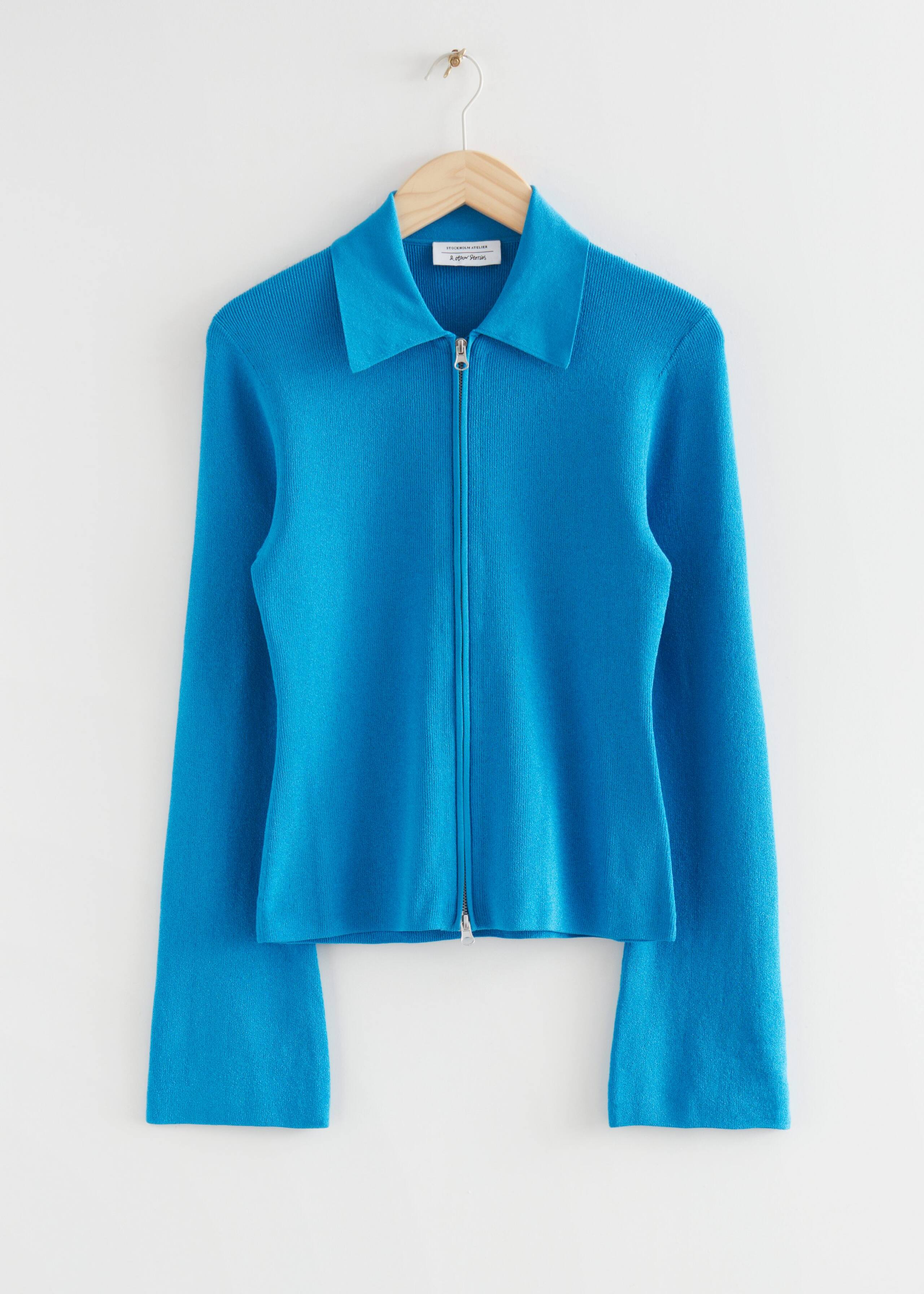 FittedWovenZipCardigan - Bright Blue - Natura morta