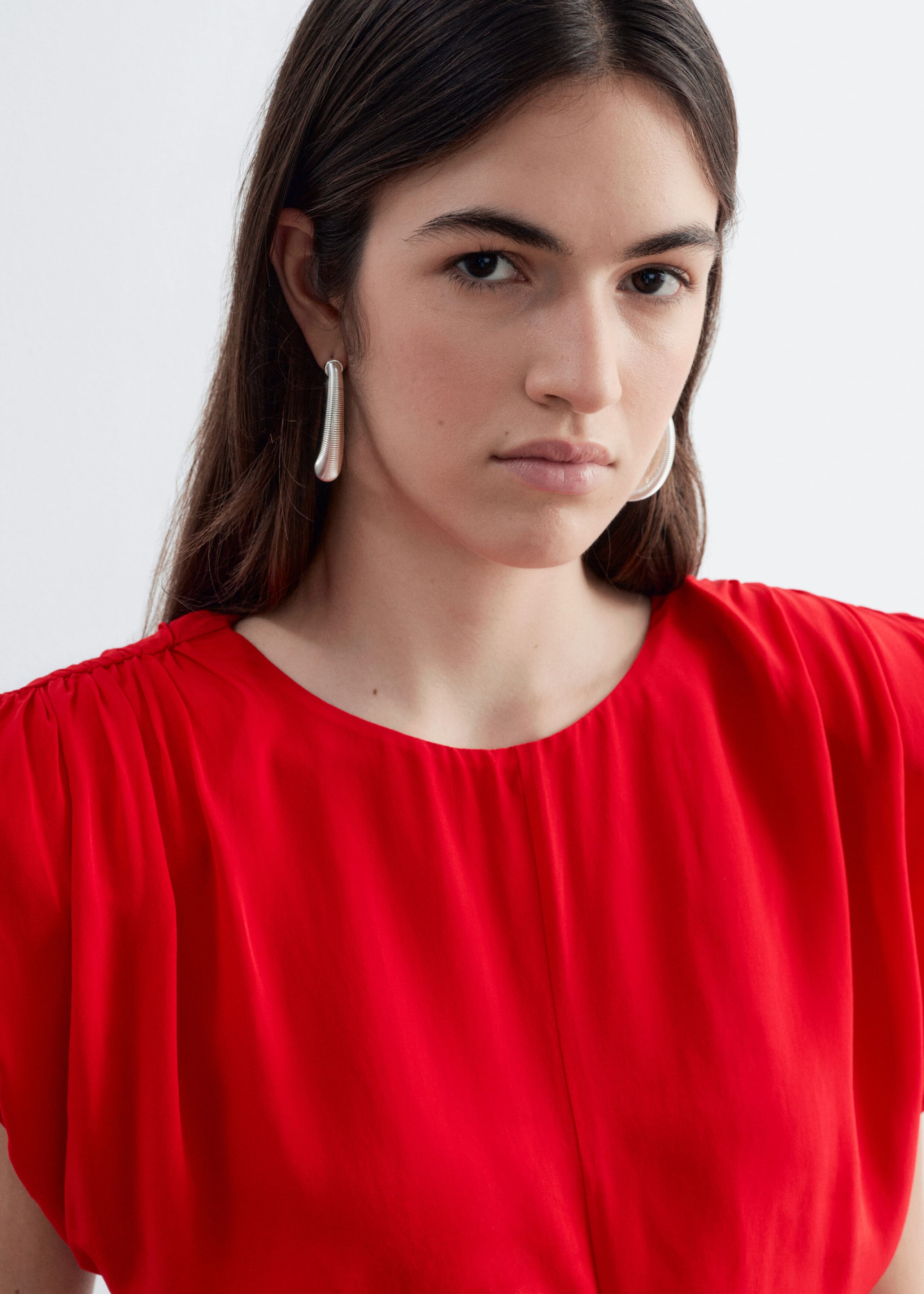 Haut froncé sans manches - Rouge - Lookbook