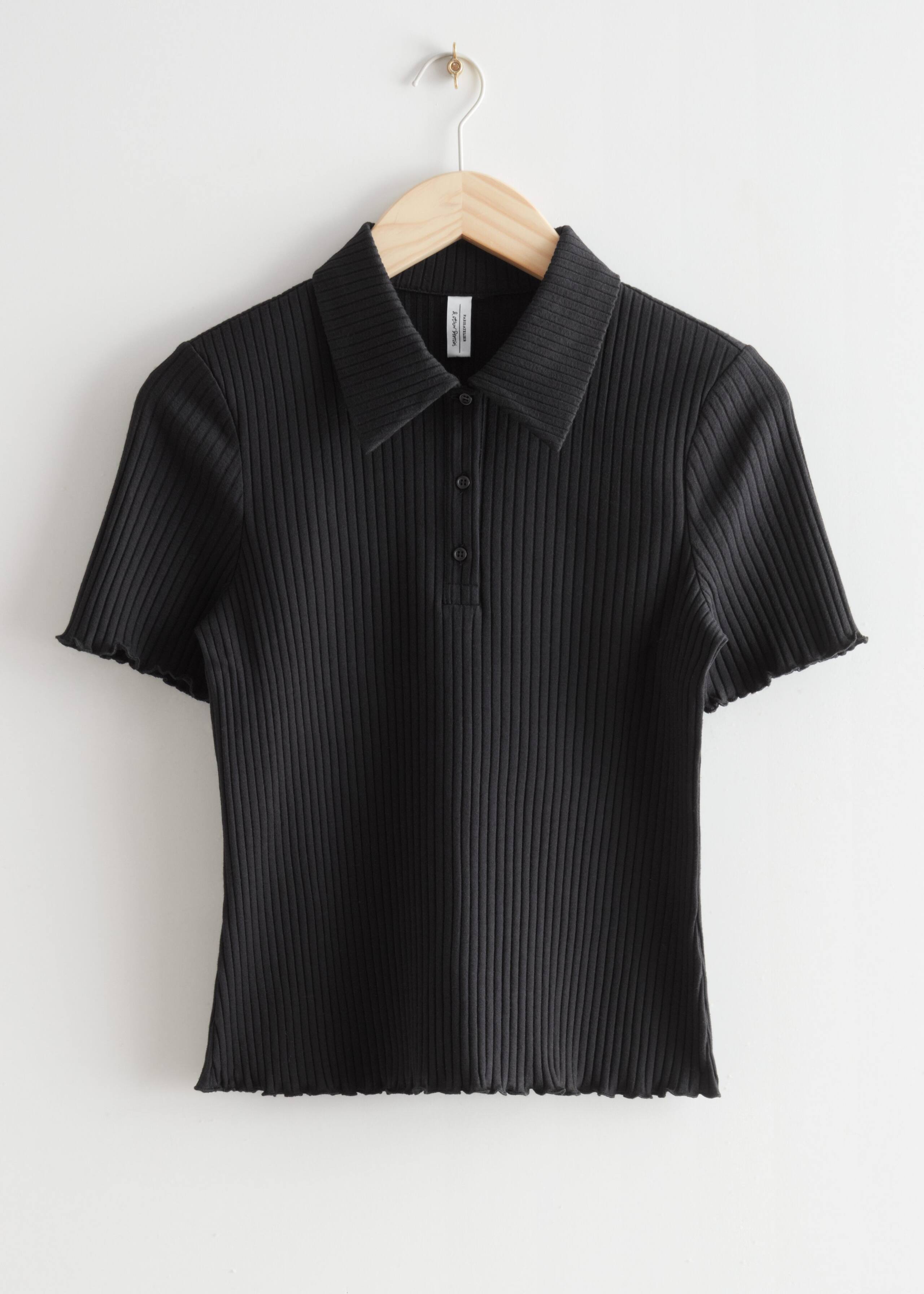 Fitted Polo Top - Black - Still Life