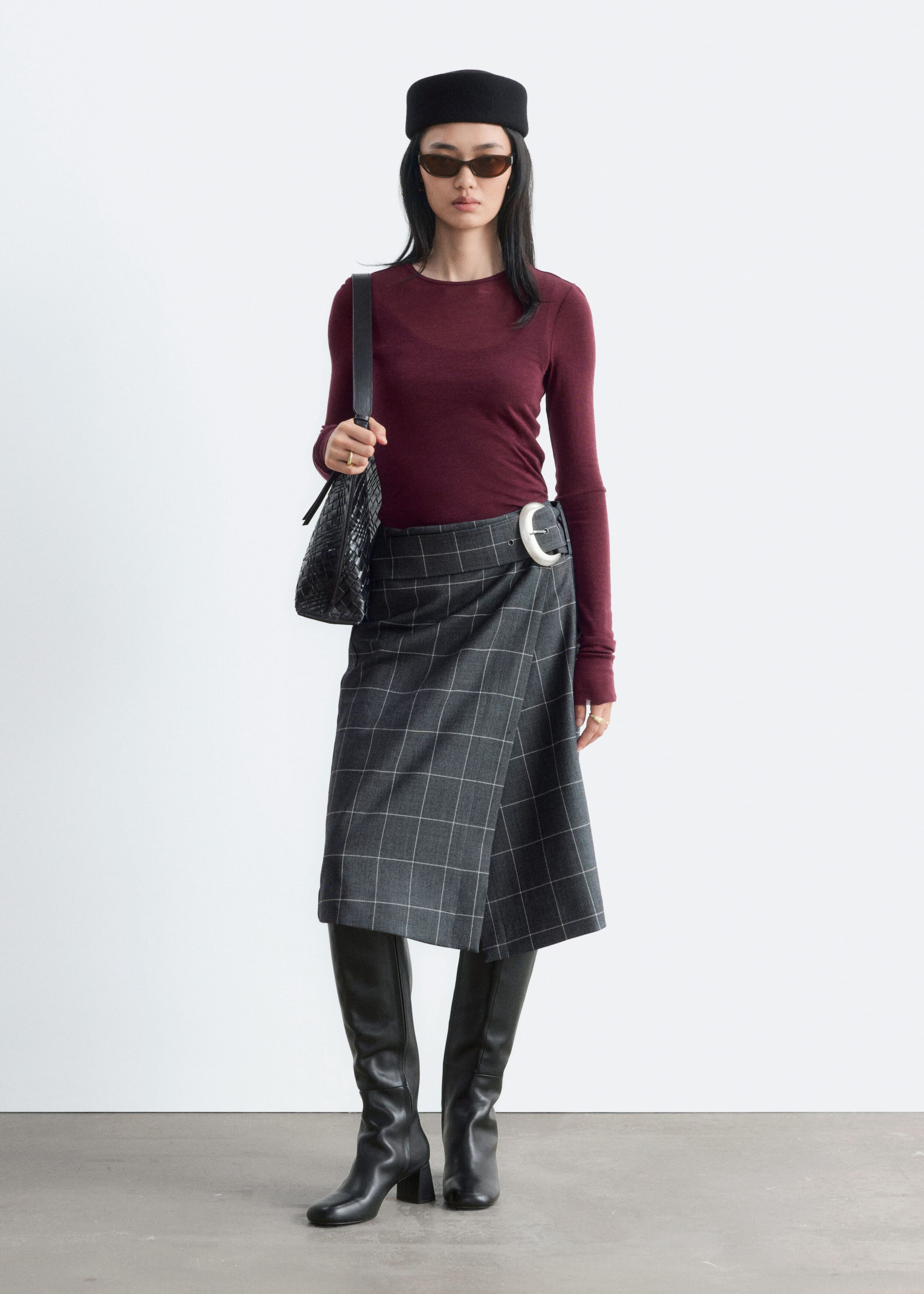 Plain-Knit Wool Top - Lilac - Lookbook
