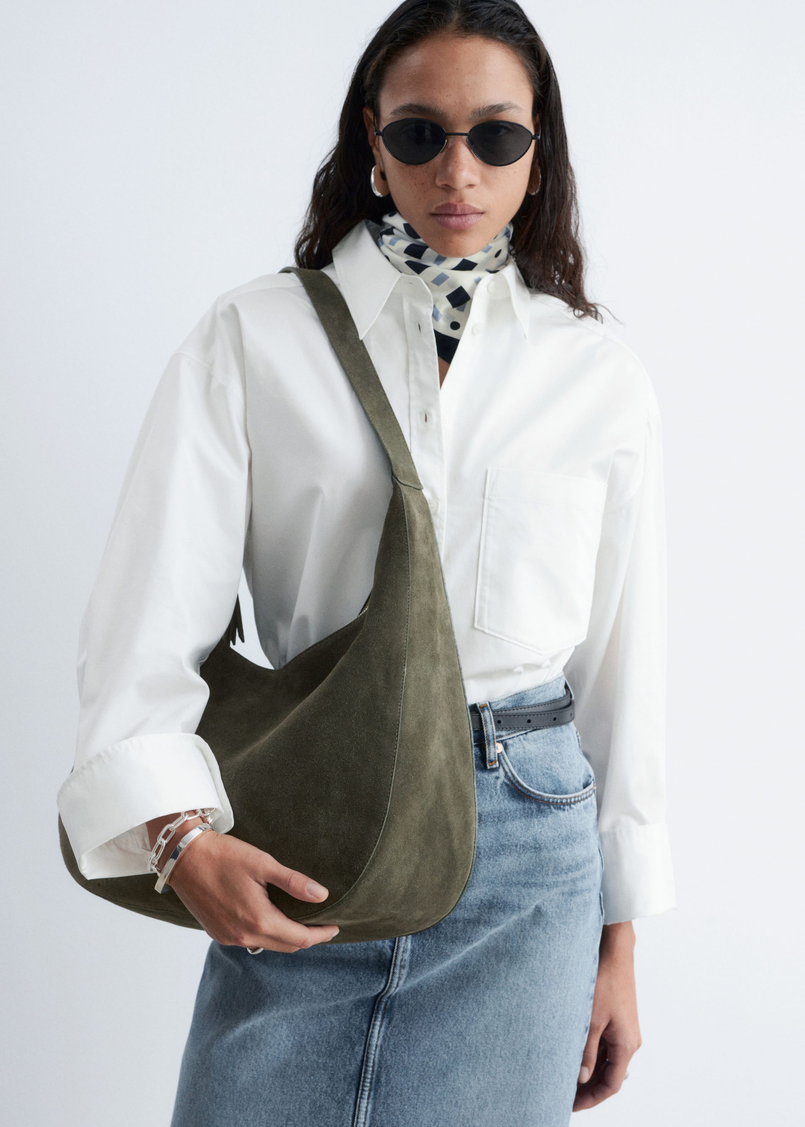 Image of Suede Shoulder Bag