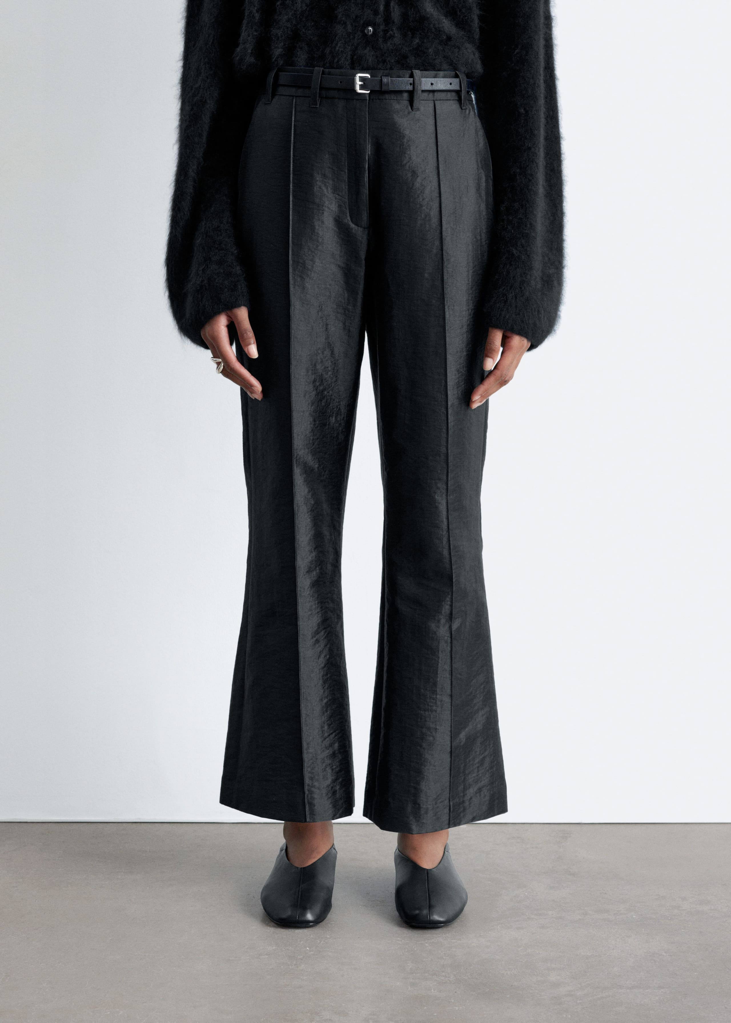 Image of Kick-Flare Satin Trousers