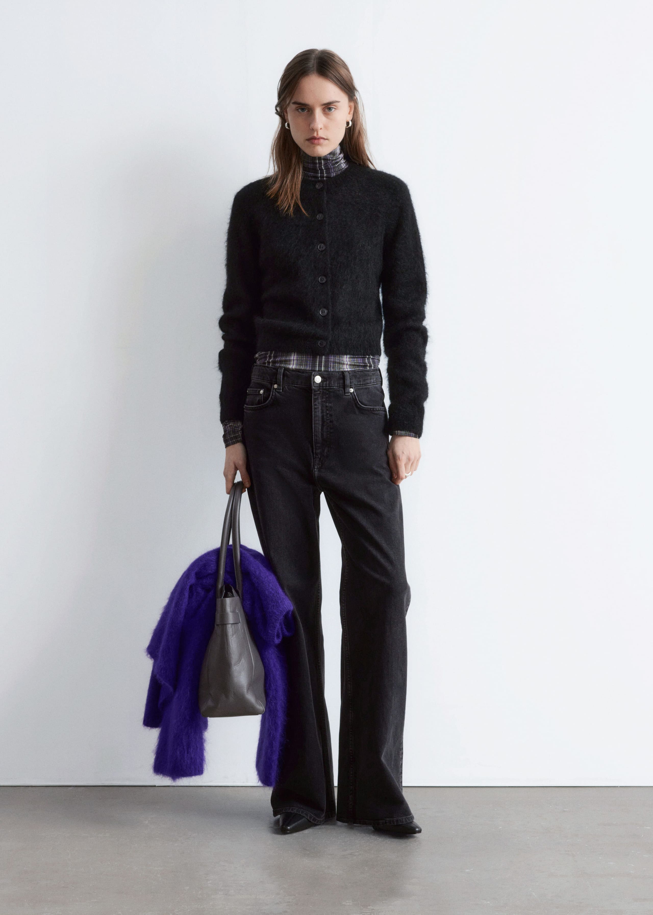 Image of Mohair-Blend Brushed Cardigan