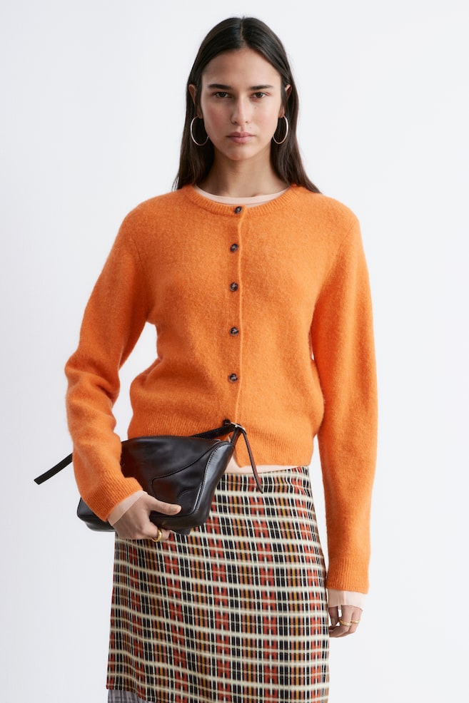Vest van een alpacamix - Oranje/Donkerbruin/Geel - 1
