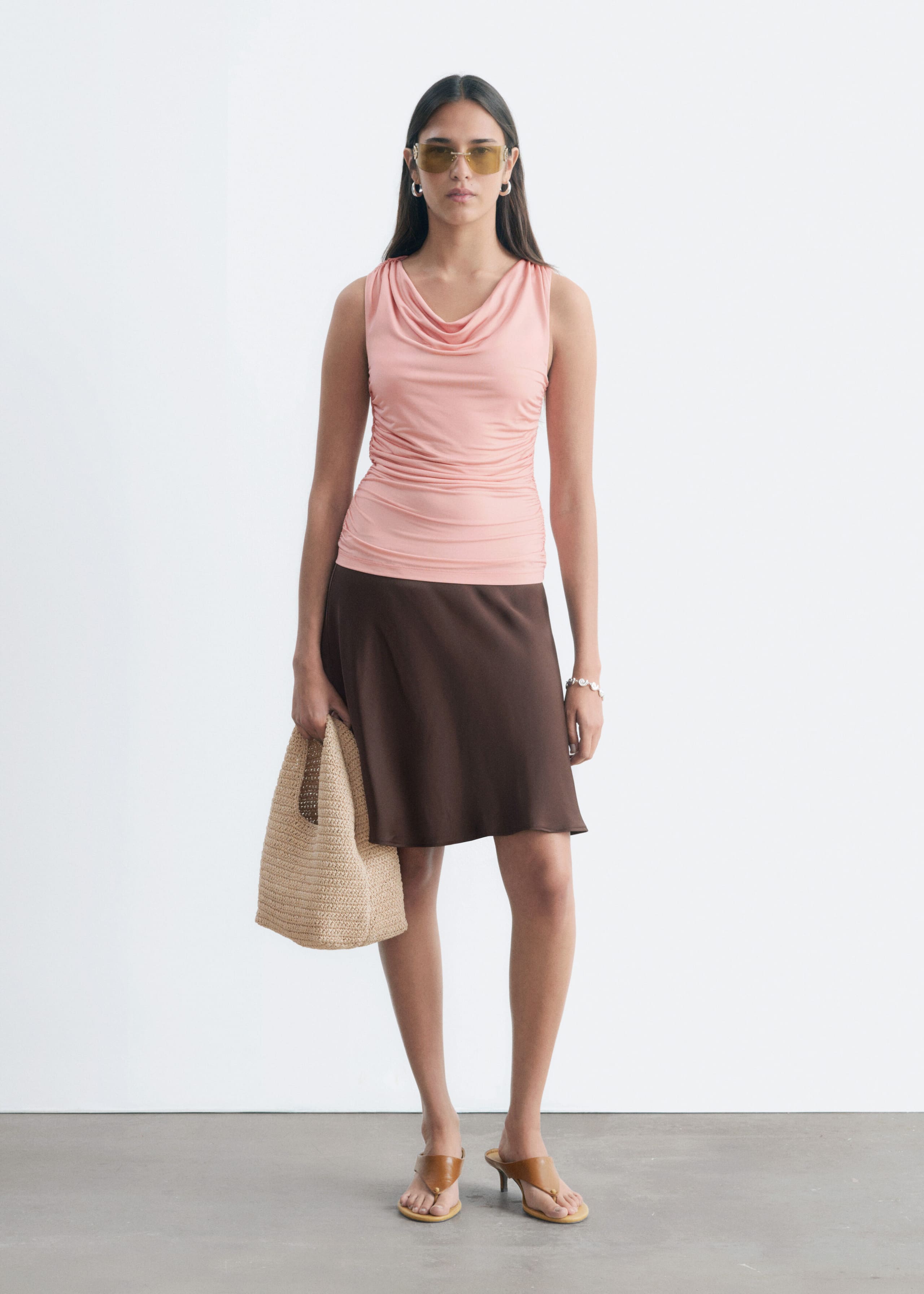 Haut sans manches à col bénitier - Rose - Lookbook