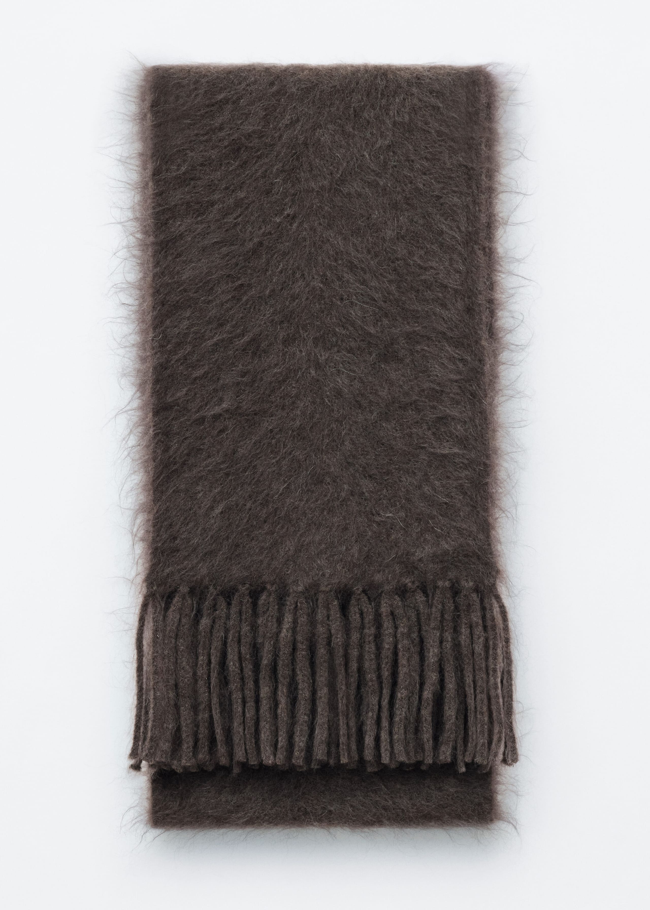Sciarpa in misto mohair con frange - Talpa scuro - Natura morta
