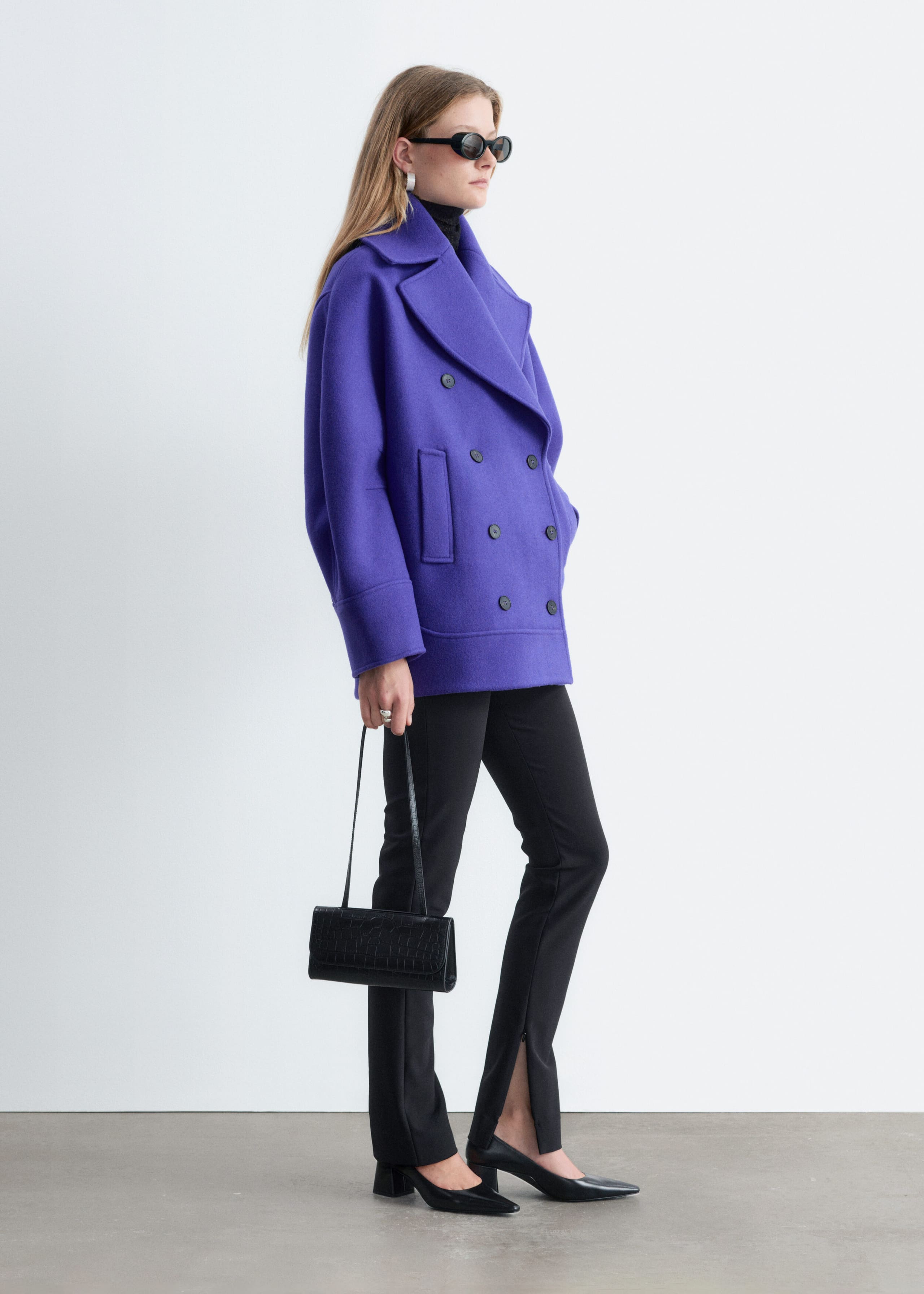 Skepparkavaj med vid krage – Lila – lookbook