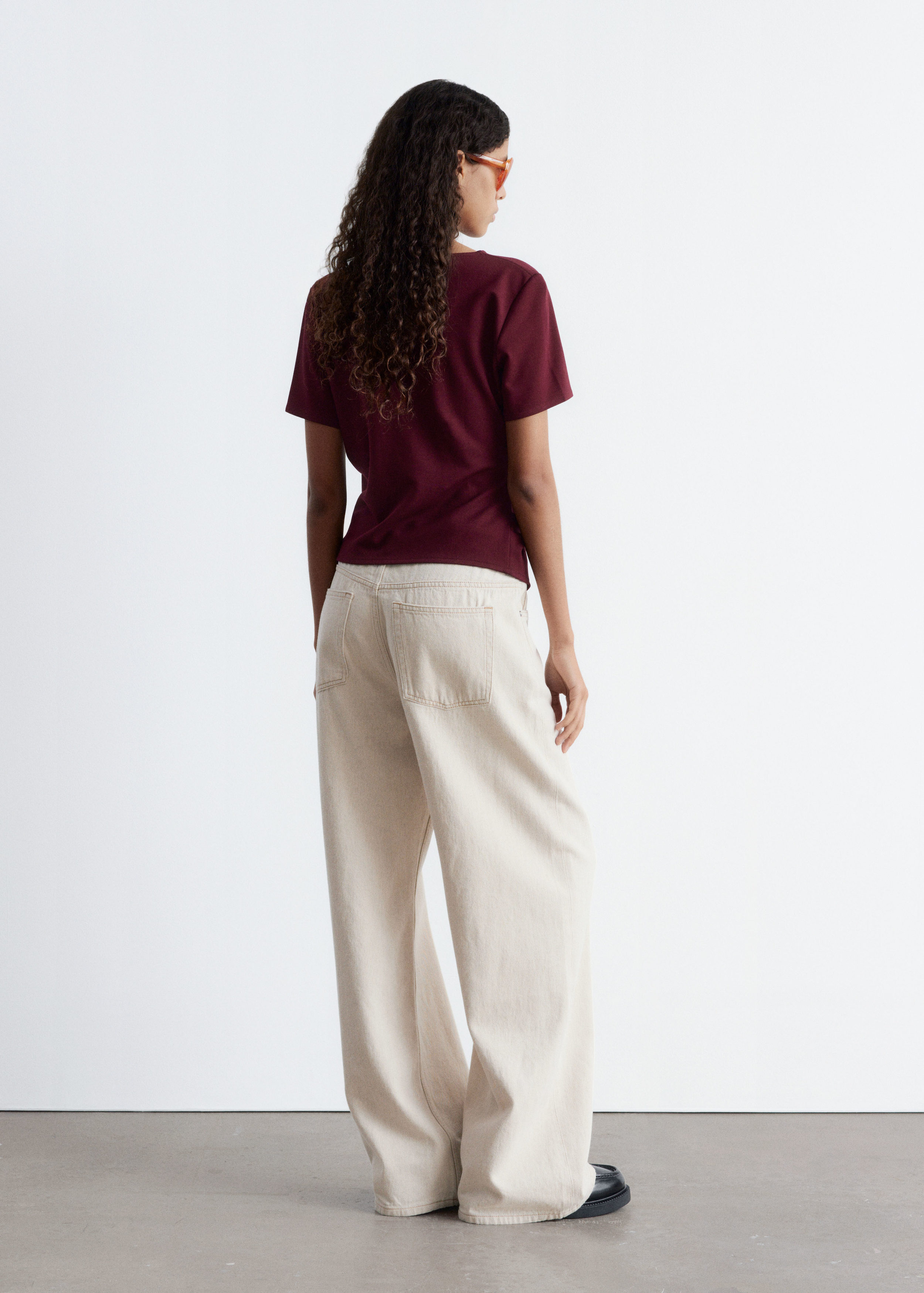 Image of T-shirt asimmetrica drappeggiata