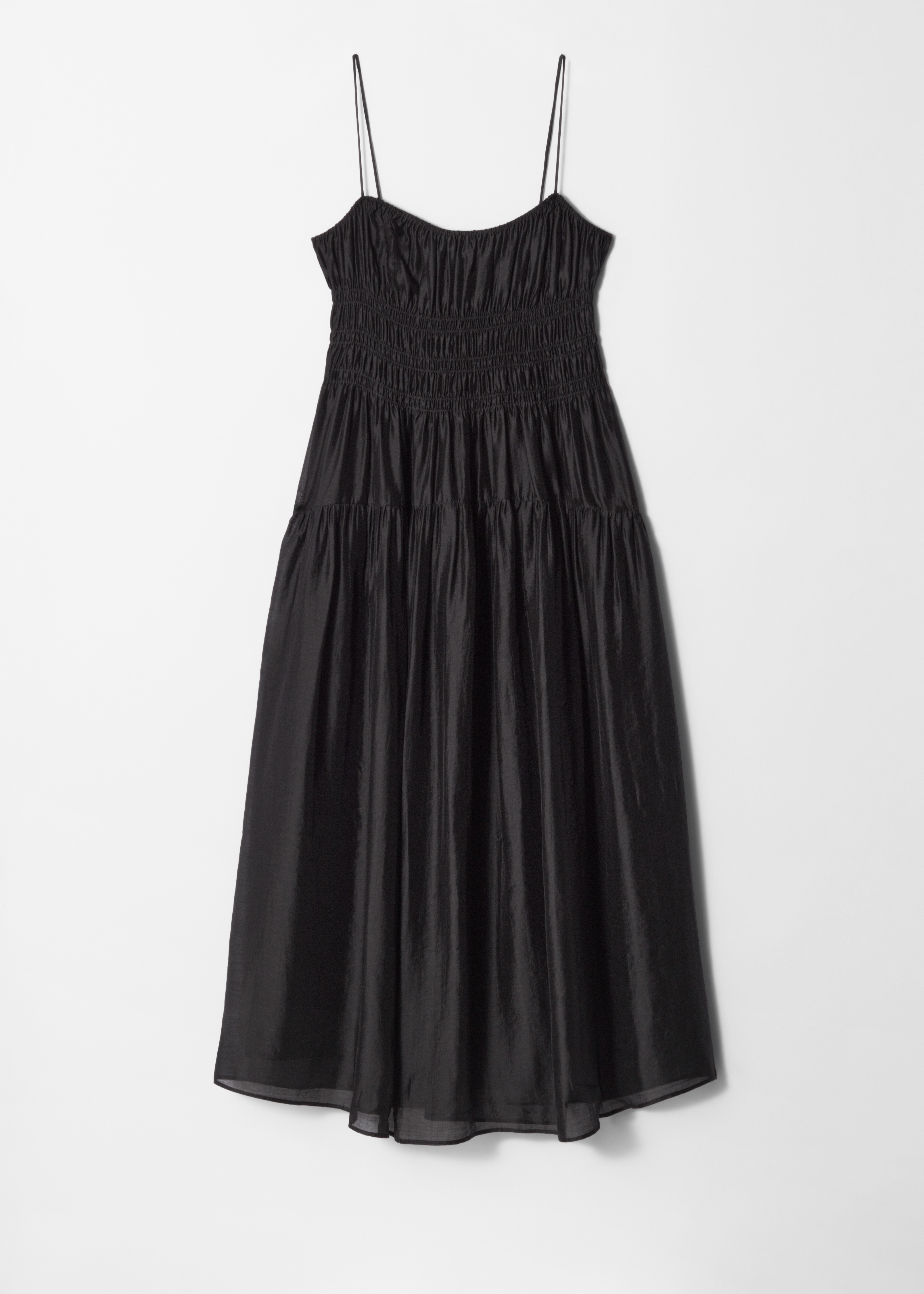Ruched Midi Dress - Černá/Modrá/Béžová