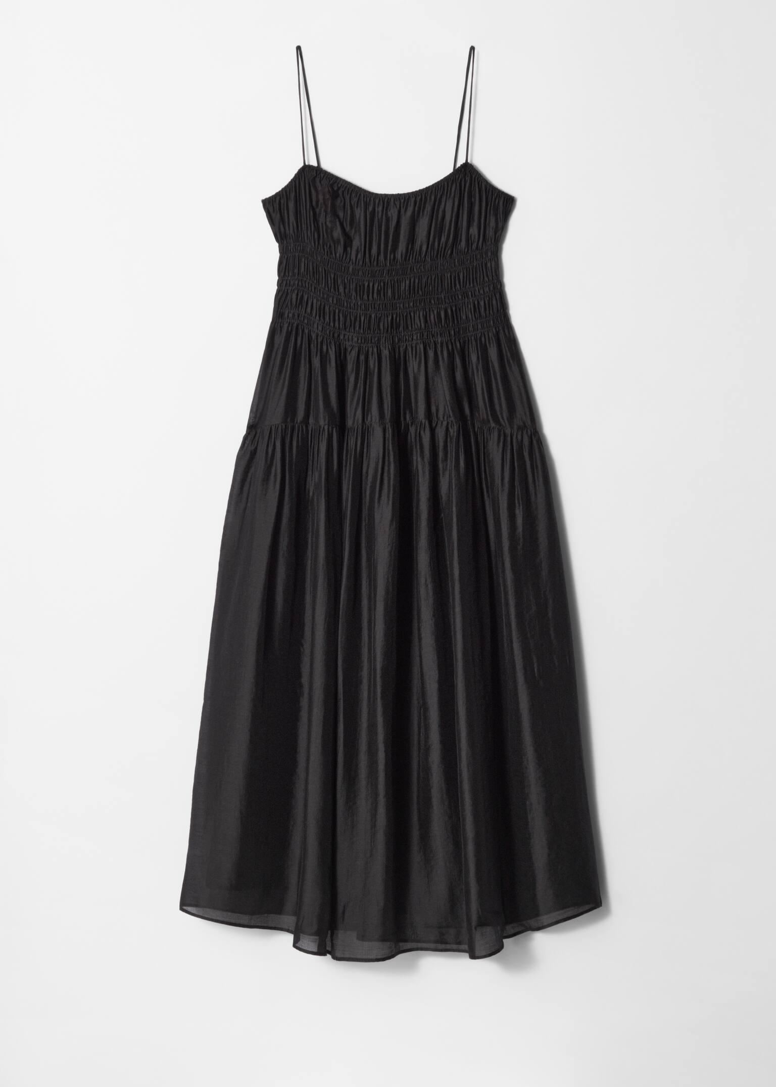 Rochie midi drapată - Negru/Albastru/Bej - 2