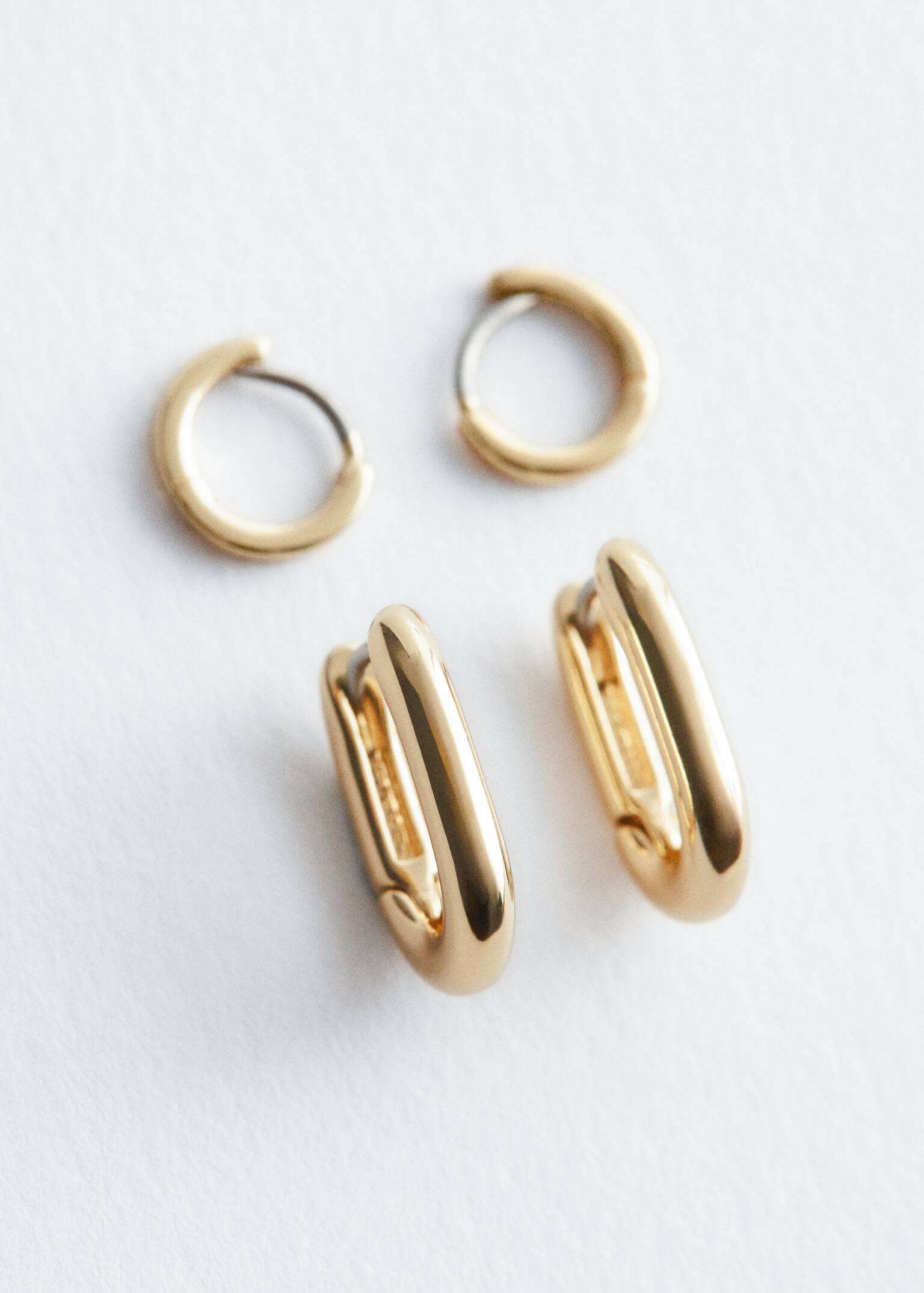 סט עגילי חישוק - זהב/כסוף - 2