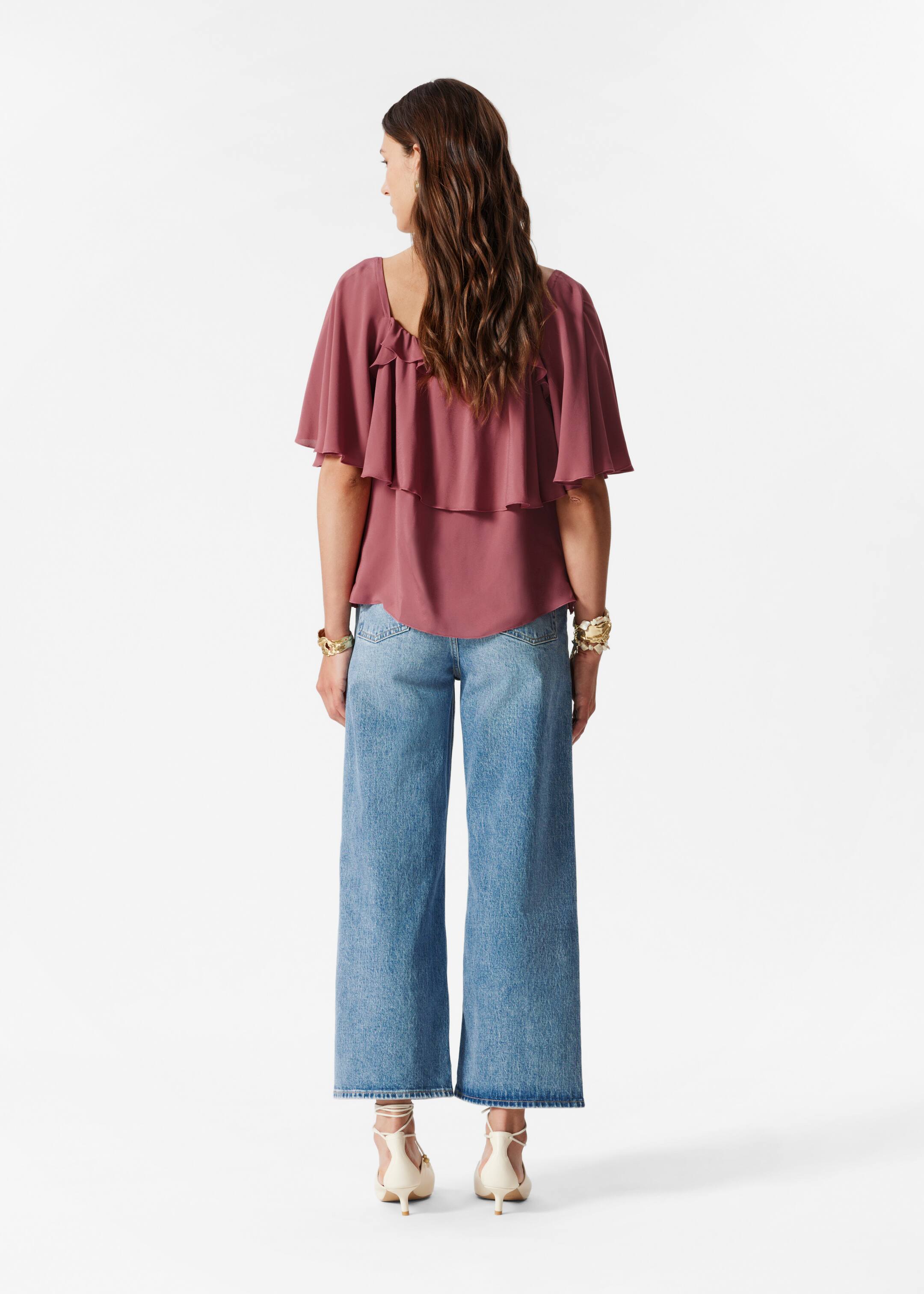 Agrandir l'image: Blouse à volants - Rouge foncé - FEMME | H&M FR 4