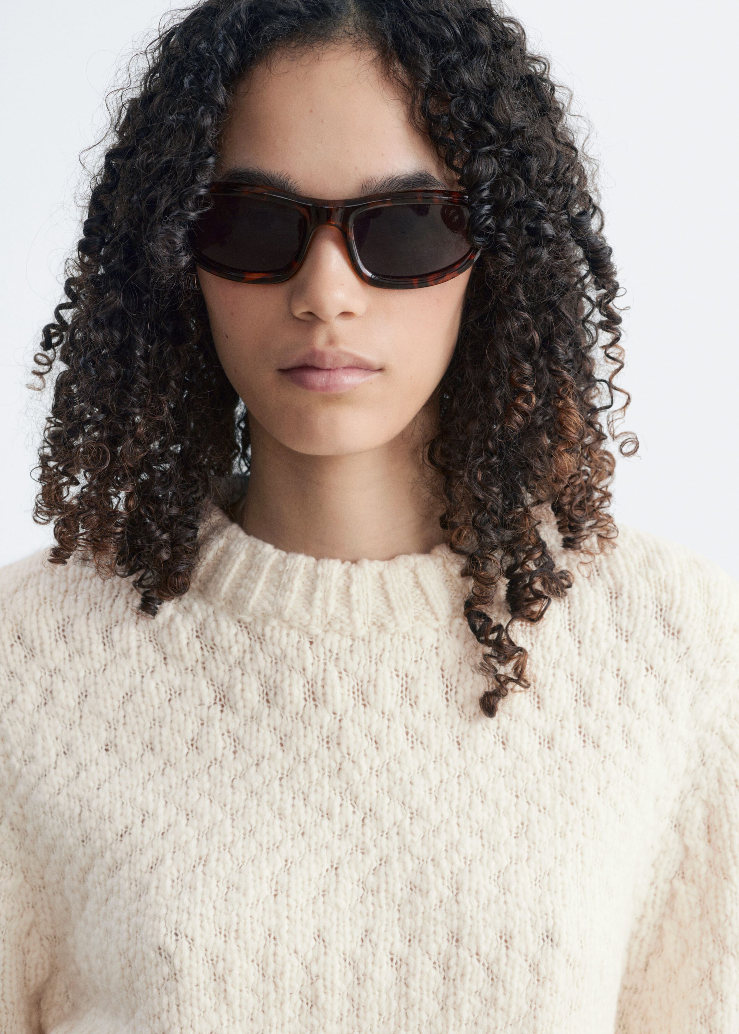 Wool-Cotton Bouclé Jumper - Dark pink - Lookbook