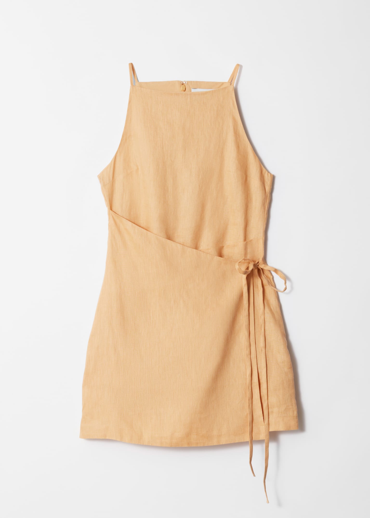 Linnen mini-jurk - Geel/Bruin