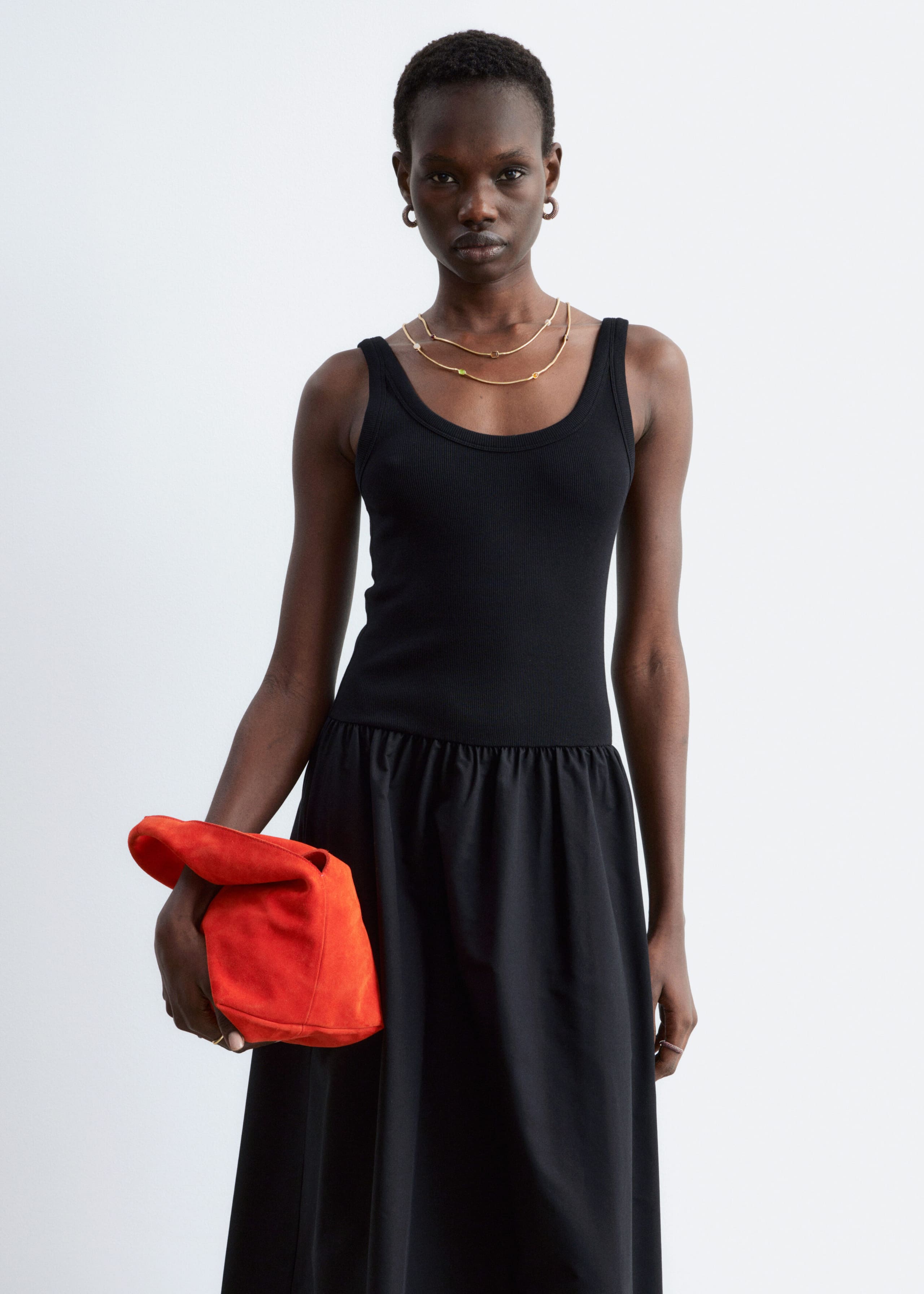 Cotton Rib Tank Midi Dress - Yellow - Lookbook