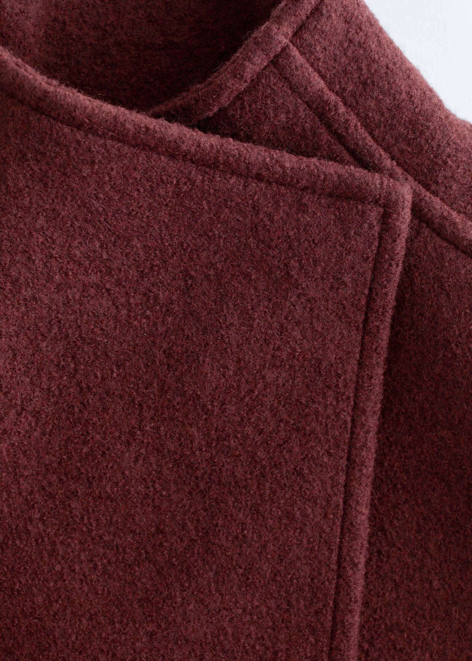 Asymmetric Wool Jacket - Tmavě červená/Mole/Černá - 4