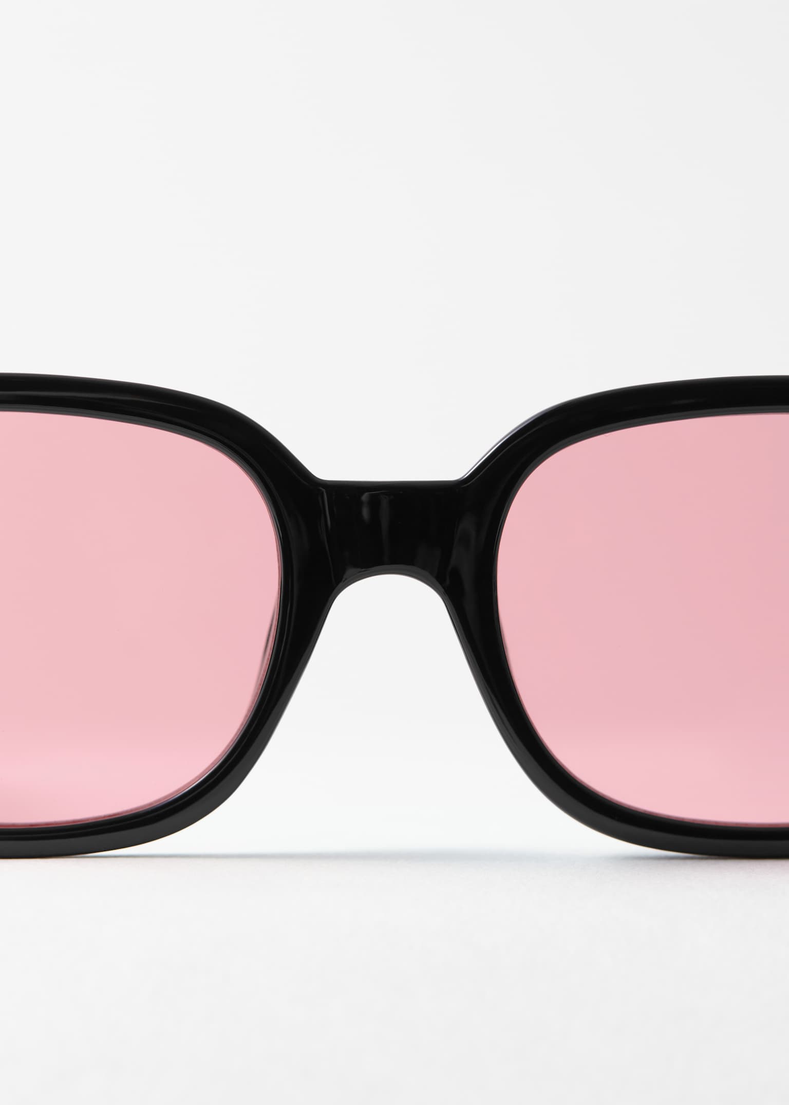 Rectangular Frame Sunglasses - Black/Light Pink - 5