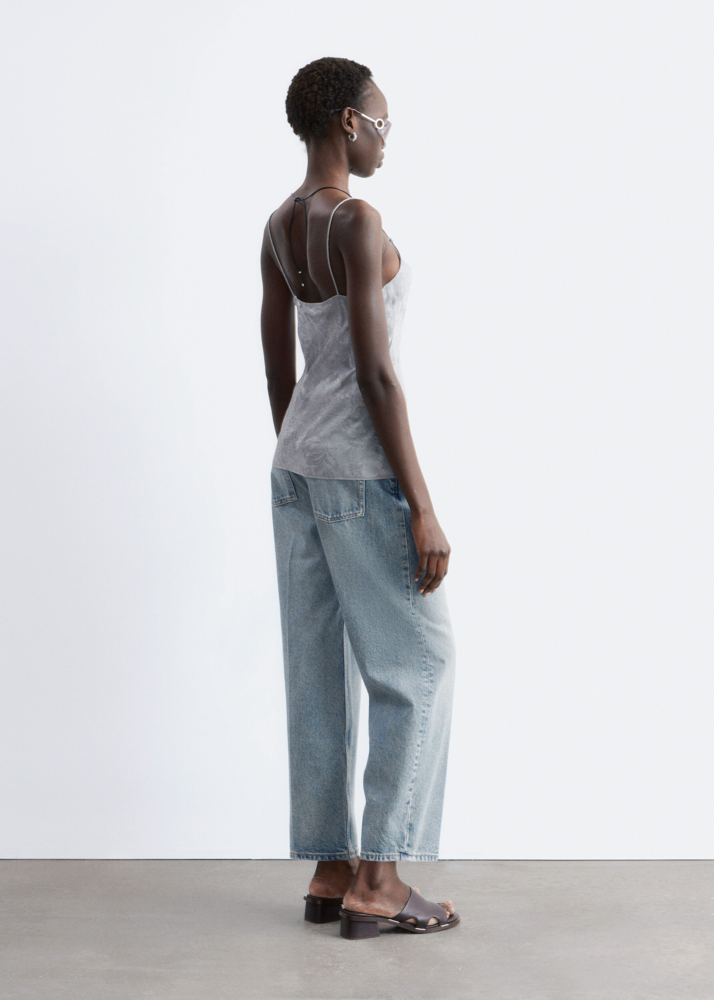 Sheer Satin Jacquard Camisole - Grey - & Other Stories US