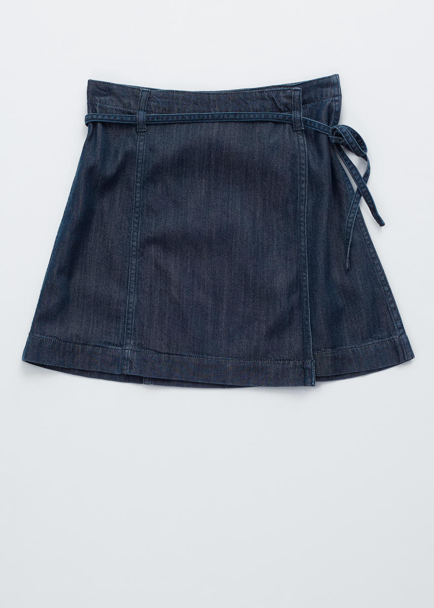 & Other Stories Tie-detail Denim Mini Skirt In Blue