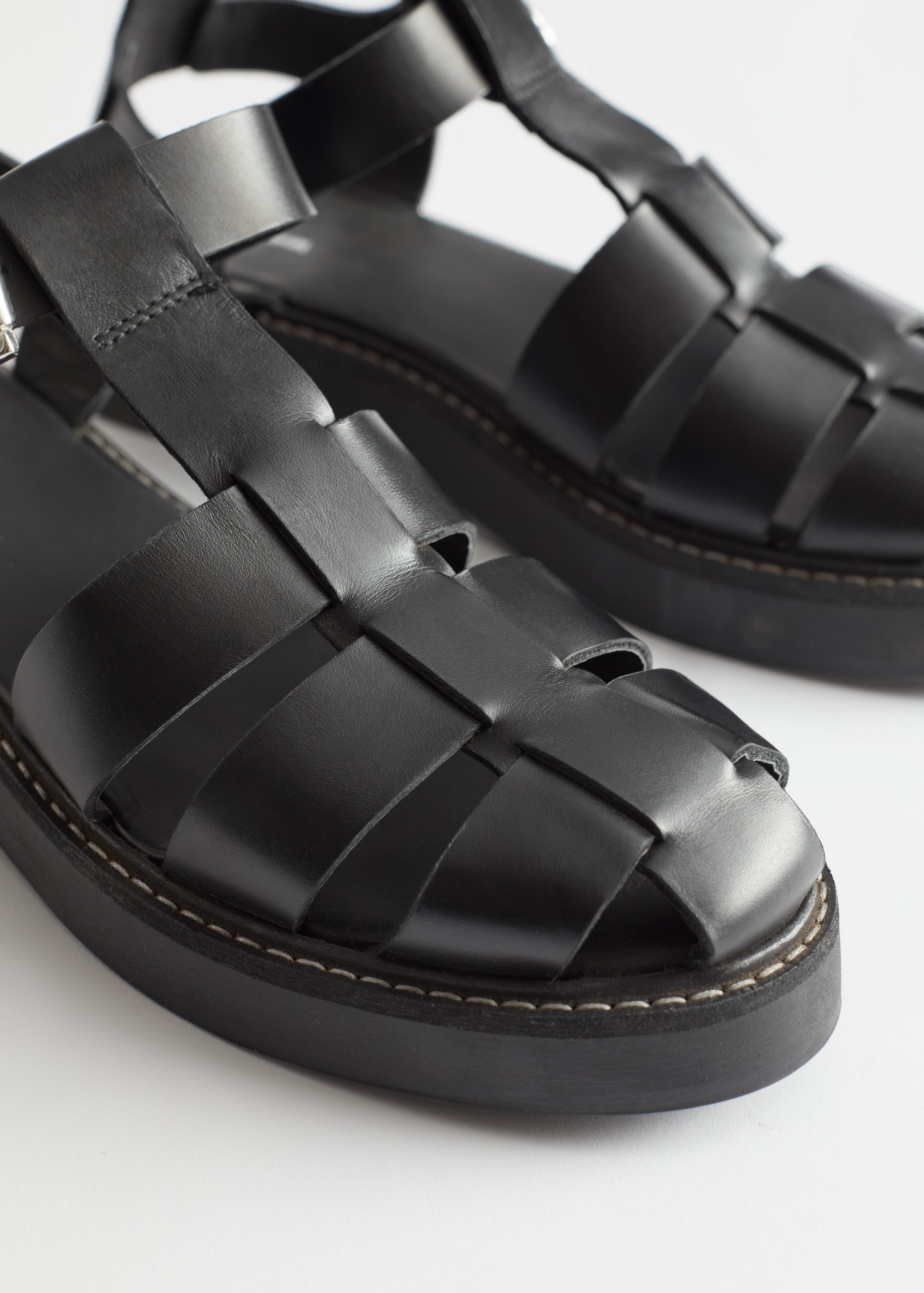 “& Other Stories” Chunky Leather Gladiator Sandals Black Chunky Leather Gladiator Sandals - Black - & Other Stories BE