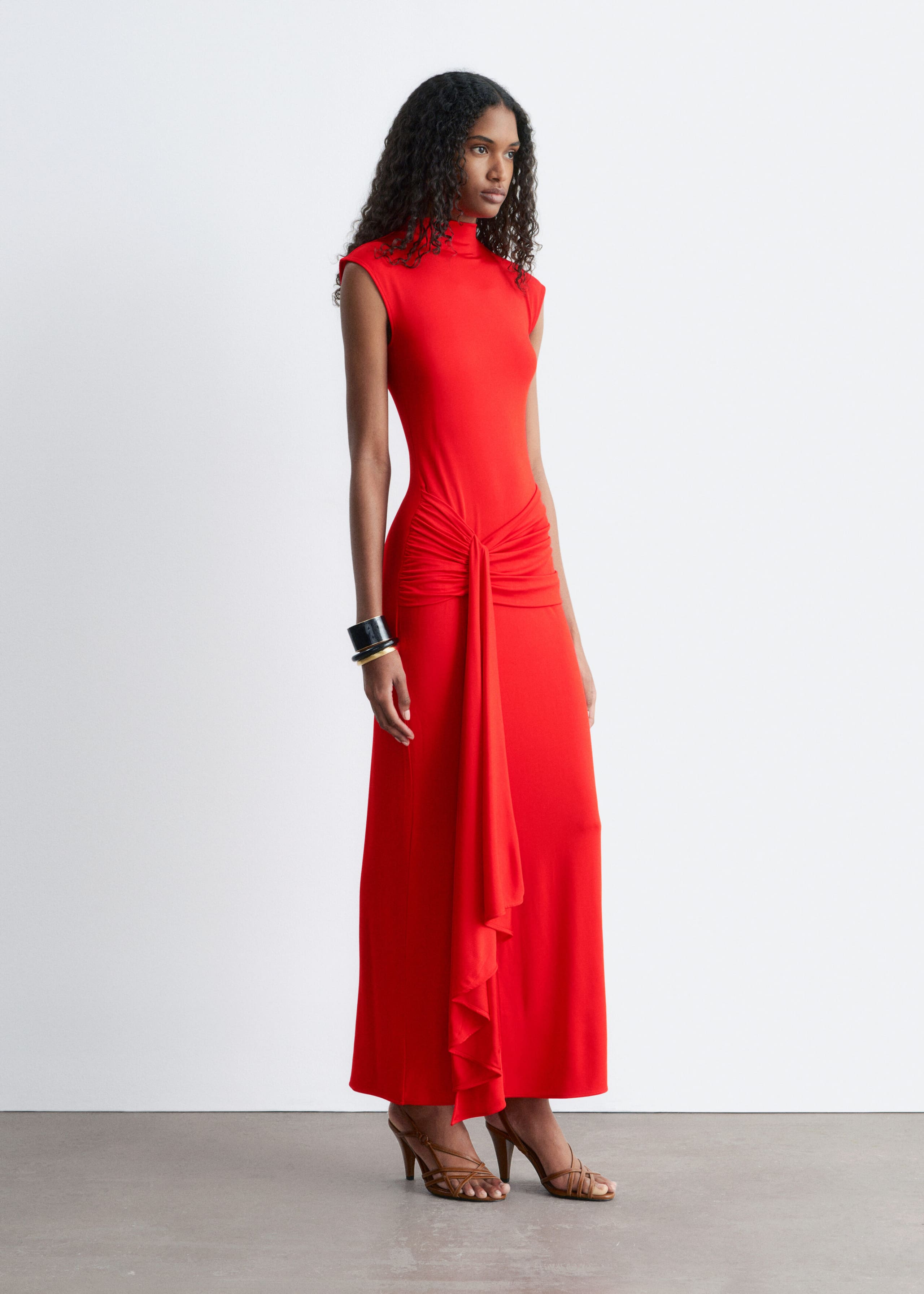 Image of Wrap-Front Midi Dress