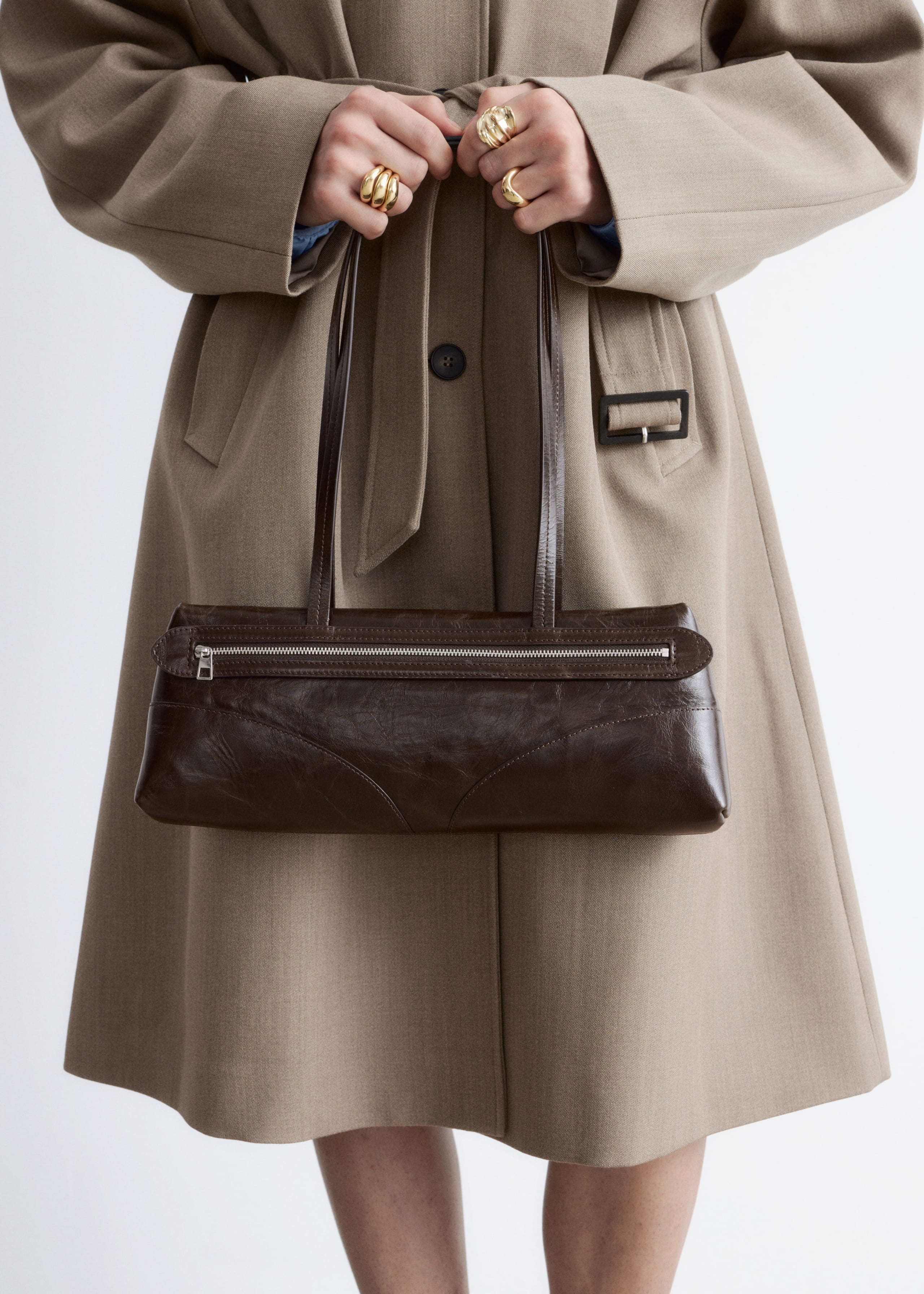 Image of Trenchcoat aus Wolle mit Bindegürtel