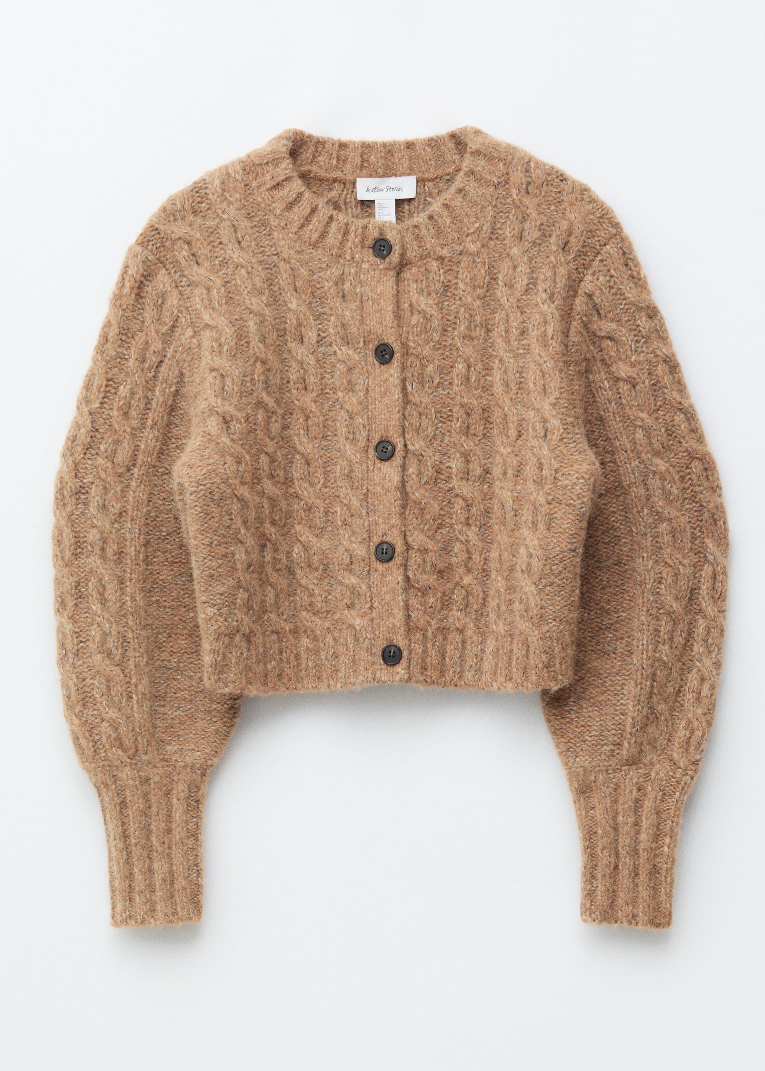 Cardigan in maglia a trecce di misto alpaca - Beige