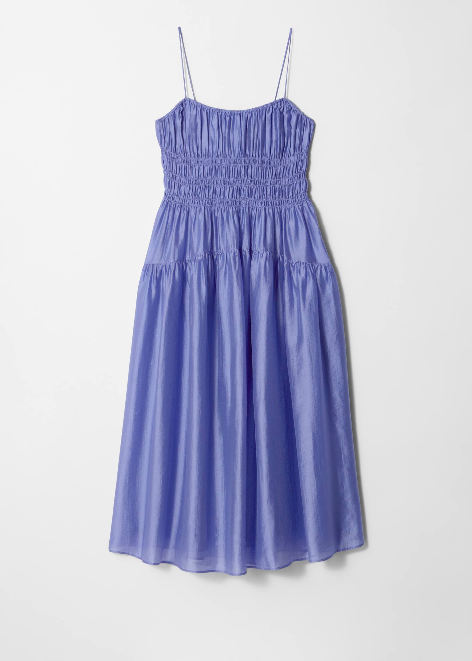 Ruched Midi Dress - Blue - 2
