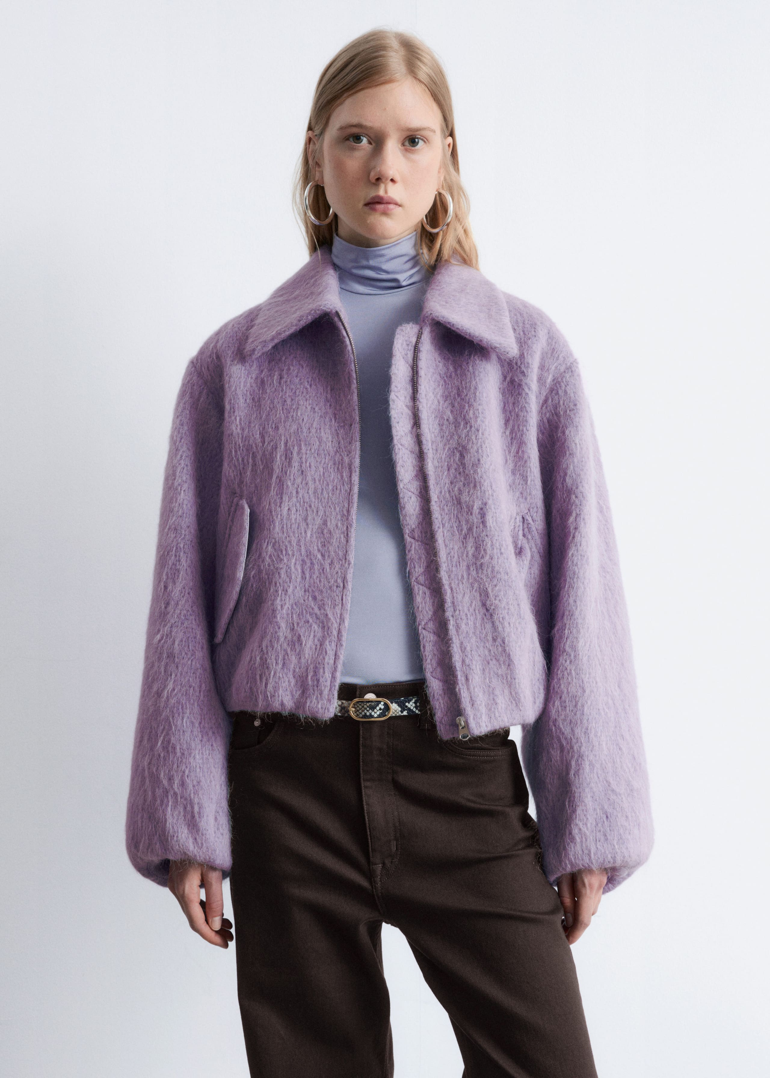 Image of Cropped Wool Bomber Jacket