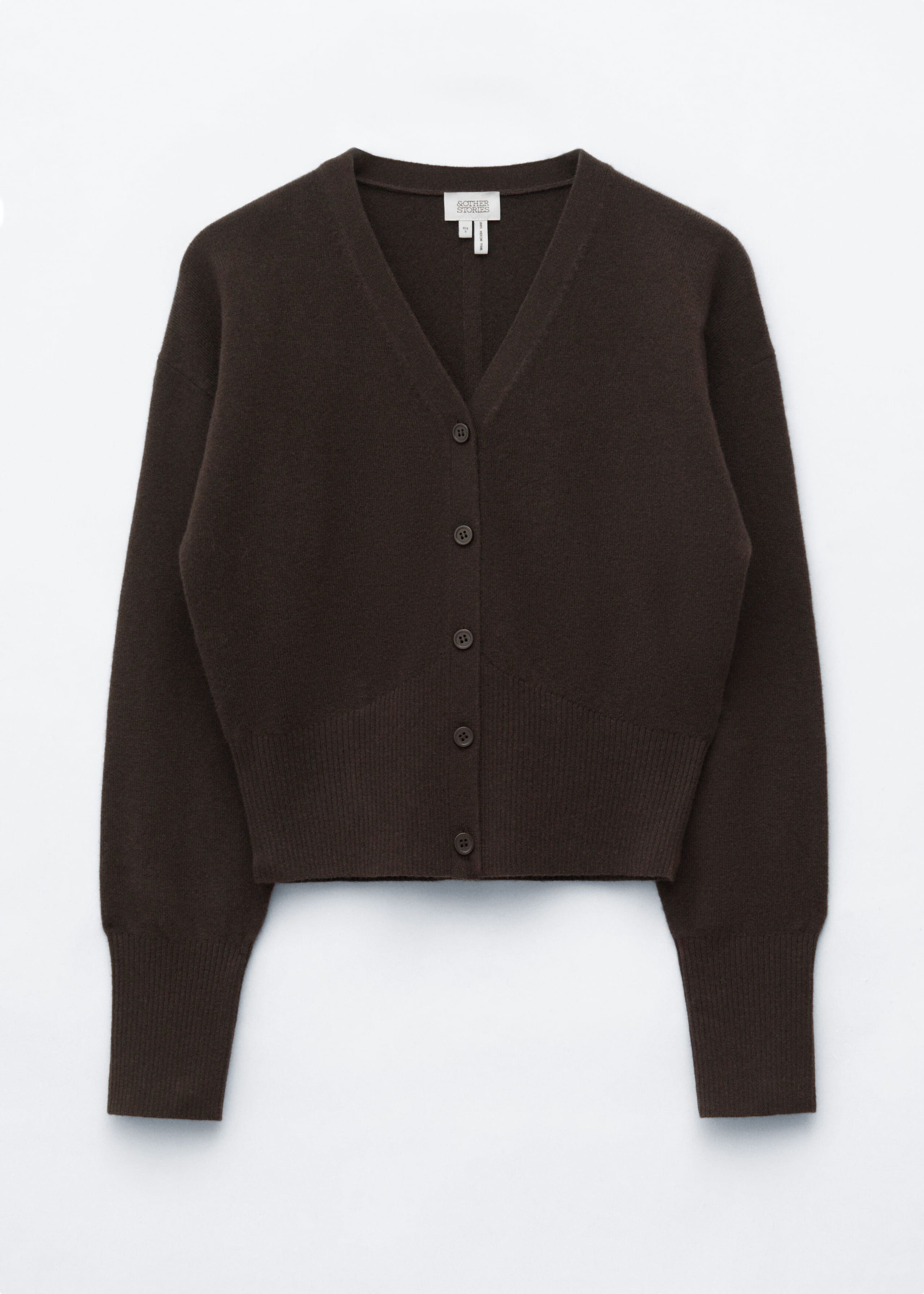 Wool Corset Rib Cardigan - Dark Brown - Lookbook