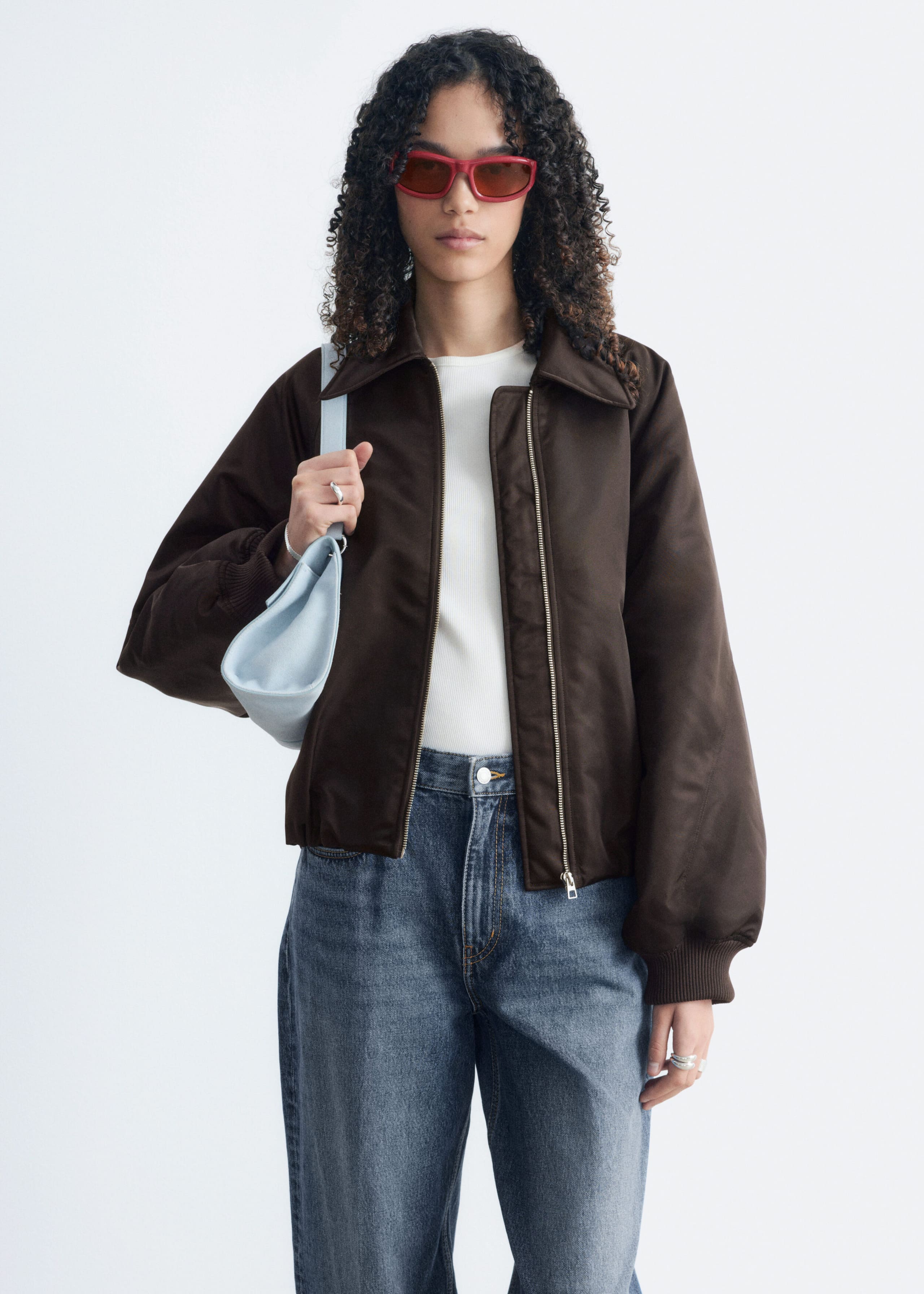 Collared Bomber Jacket - Burgundy - Lookbook