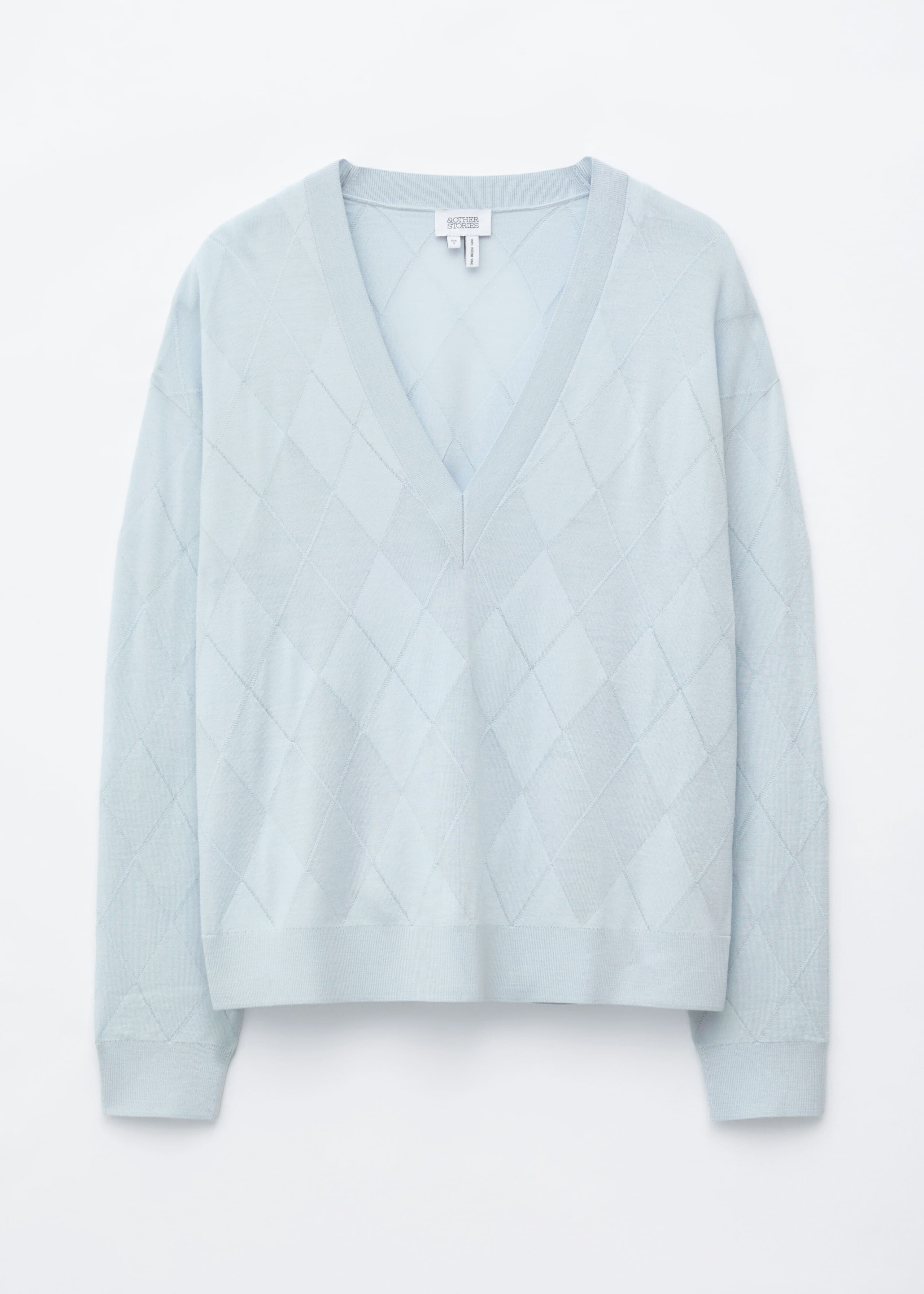 Deep V-Neck Wool Jumper - Light Blue - Still Life