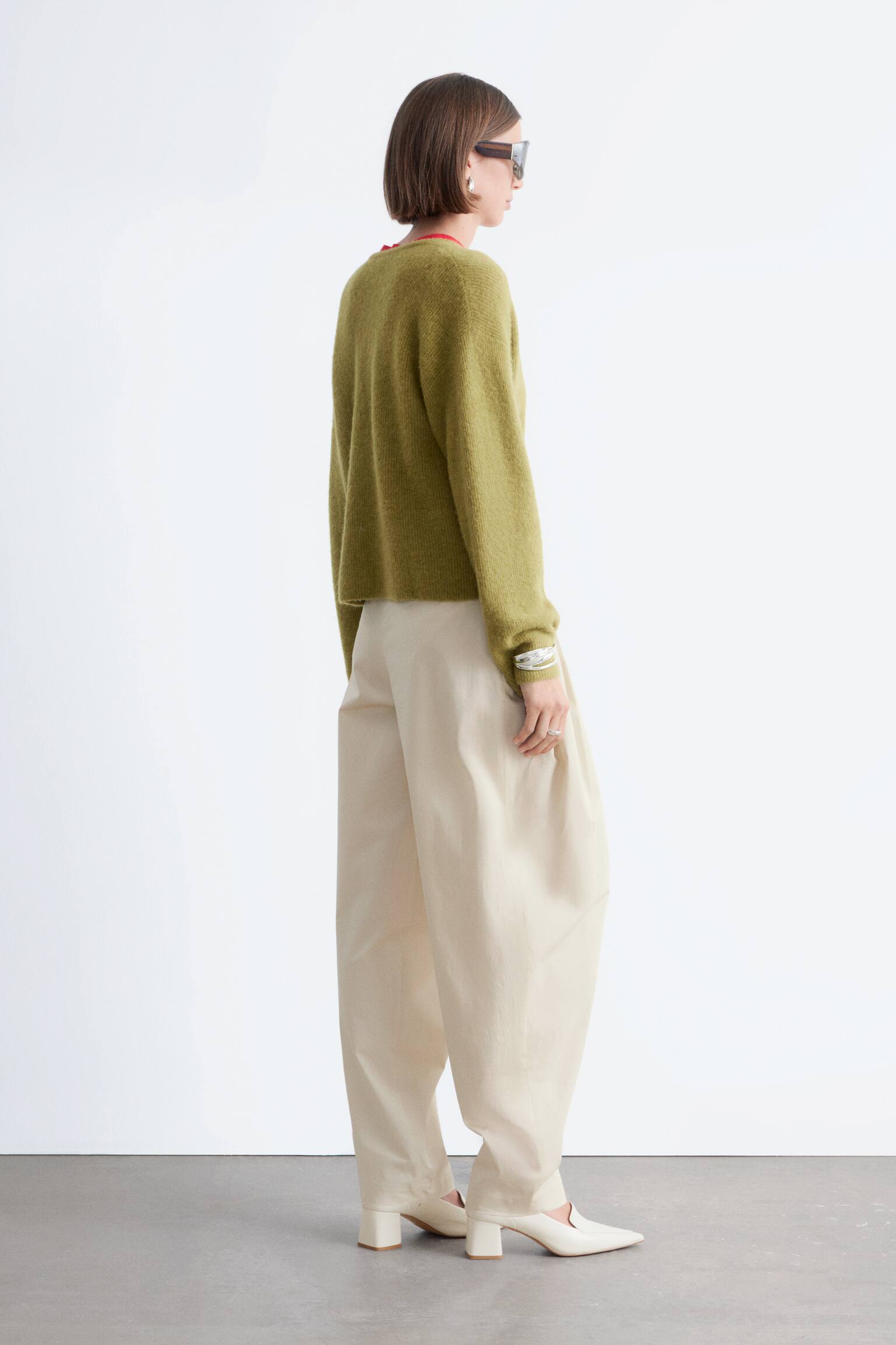 Alpaca-Blend Knitted Cardigan - Green/White/Pastel Yellow/Beige/Dusty Pink/Grey - 5