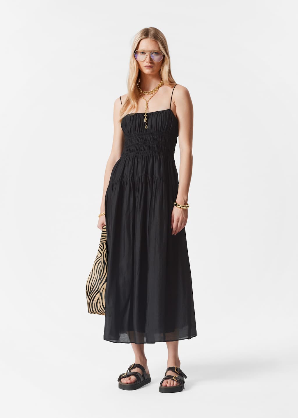 Midikleid mit Raffungen