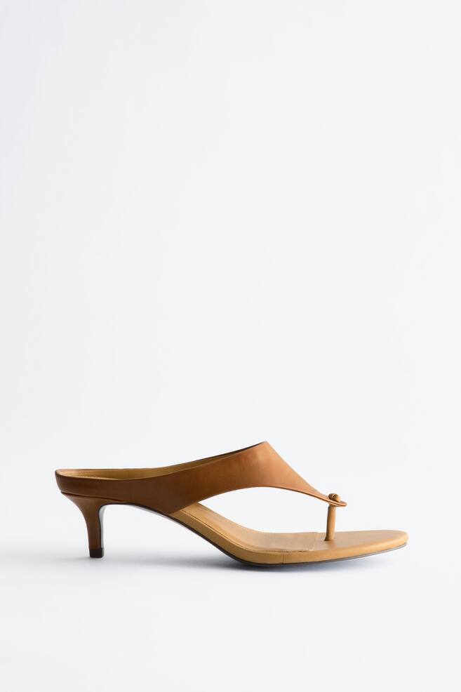 Leather Kitten Heels - Cognac/White - 1