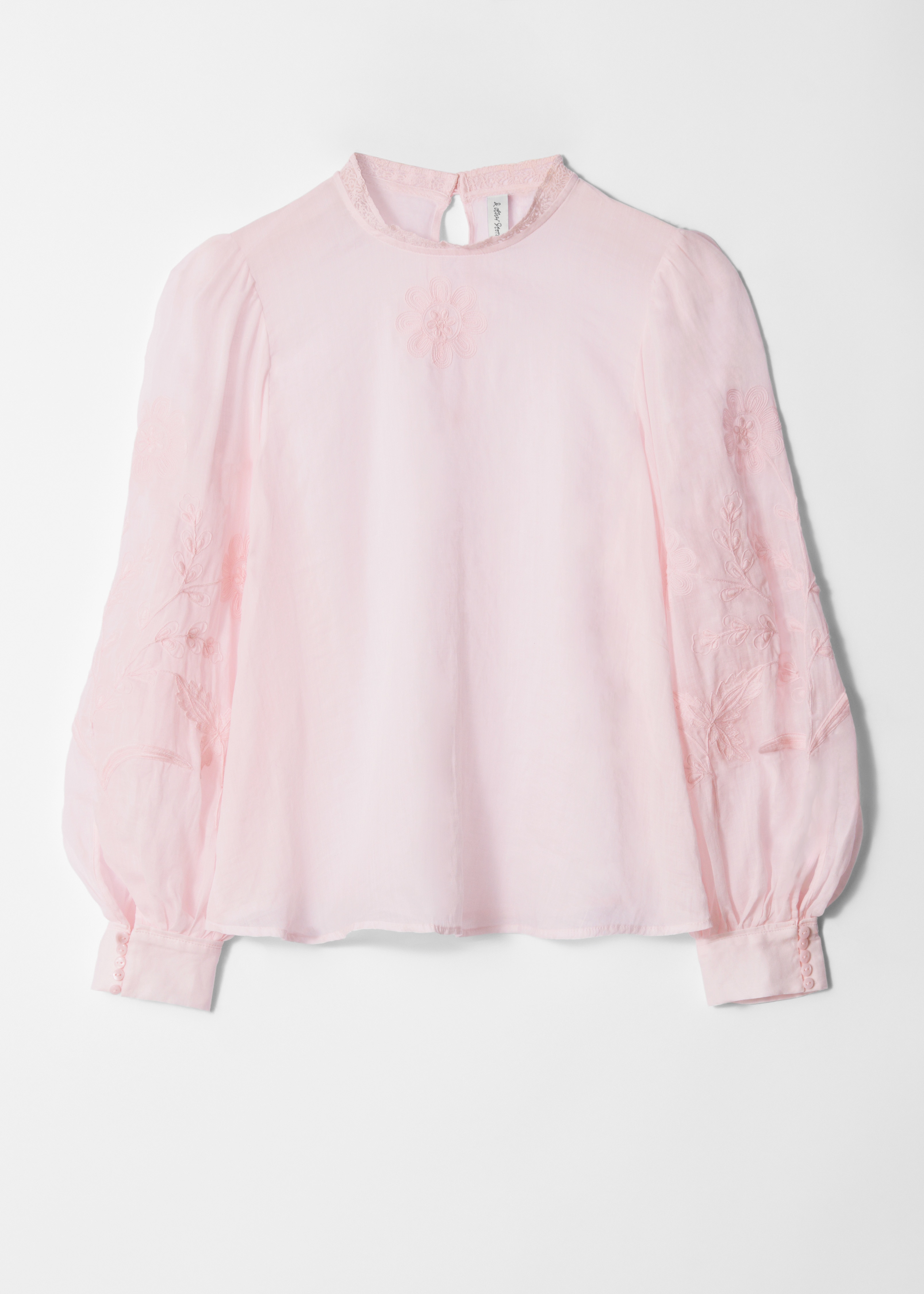 Blusa in ramiè ricamata - Rosa chiaro