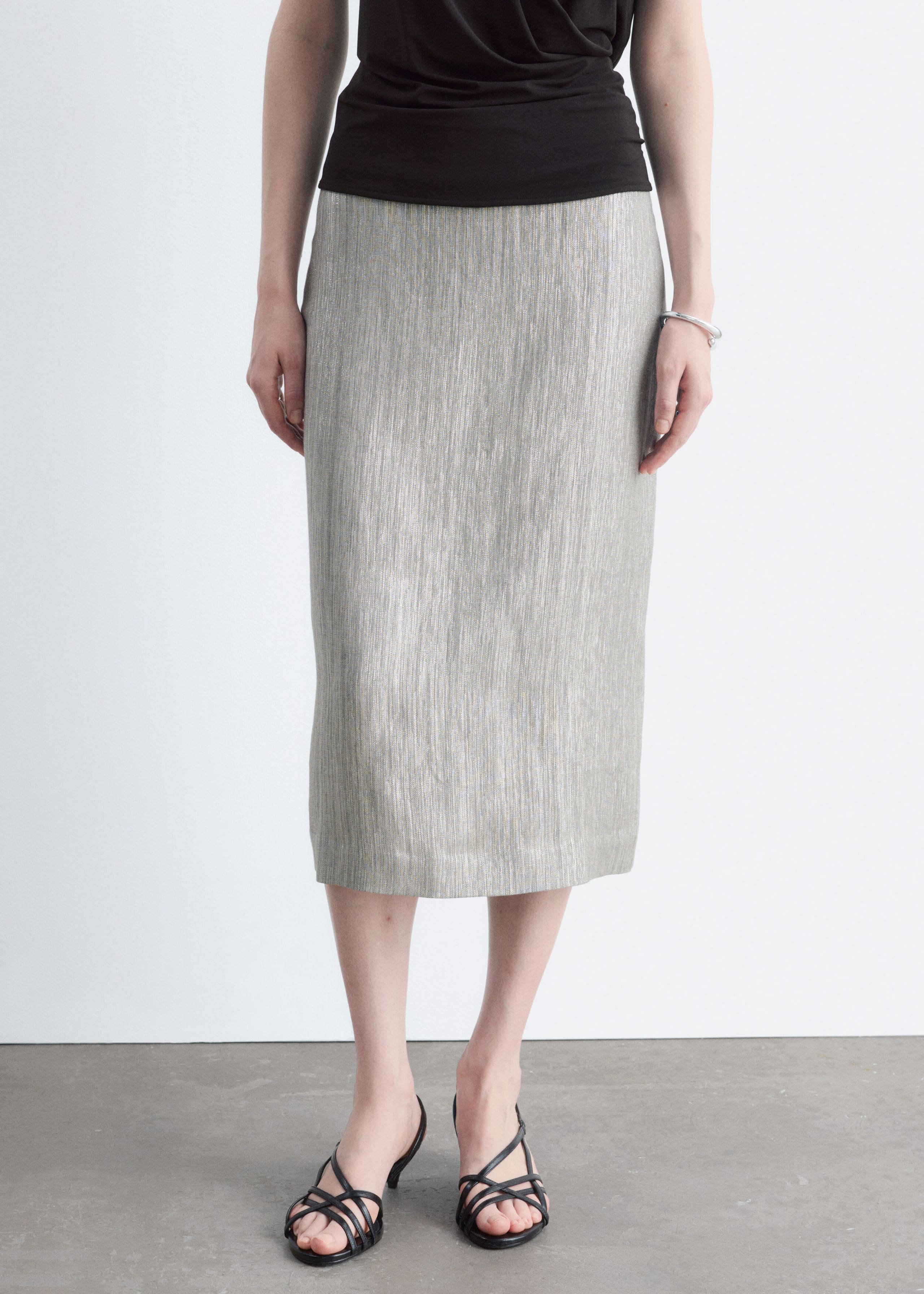 Dobby Column Skirt - Silver - Still Life
