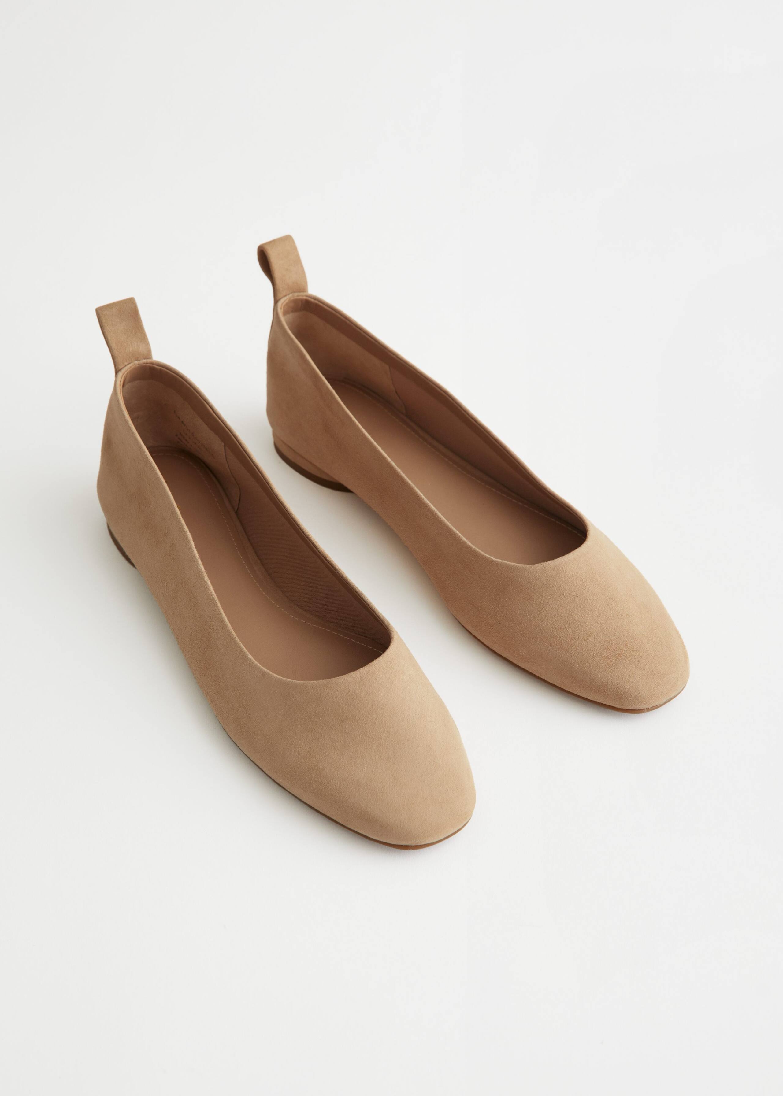 Image of Almond Toe Leather Ballerina Flats