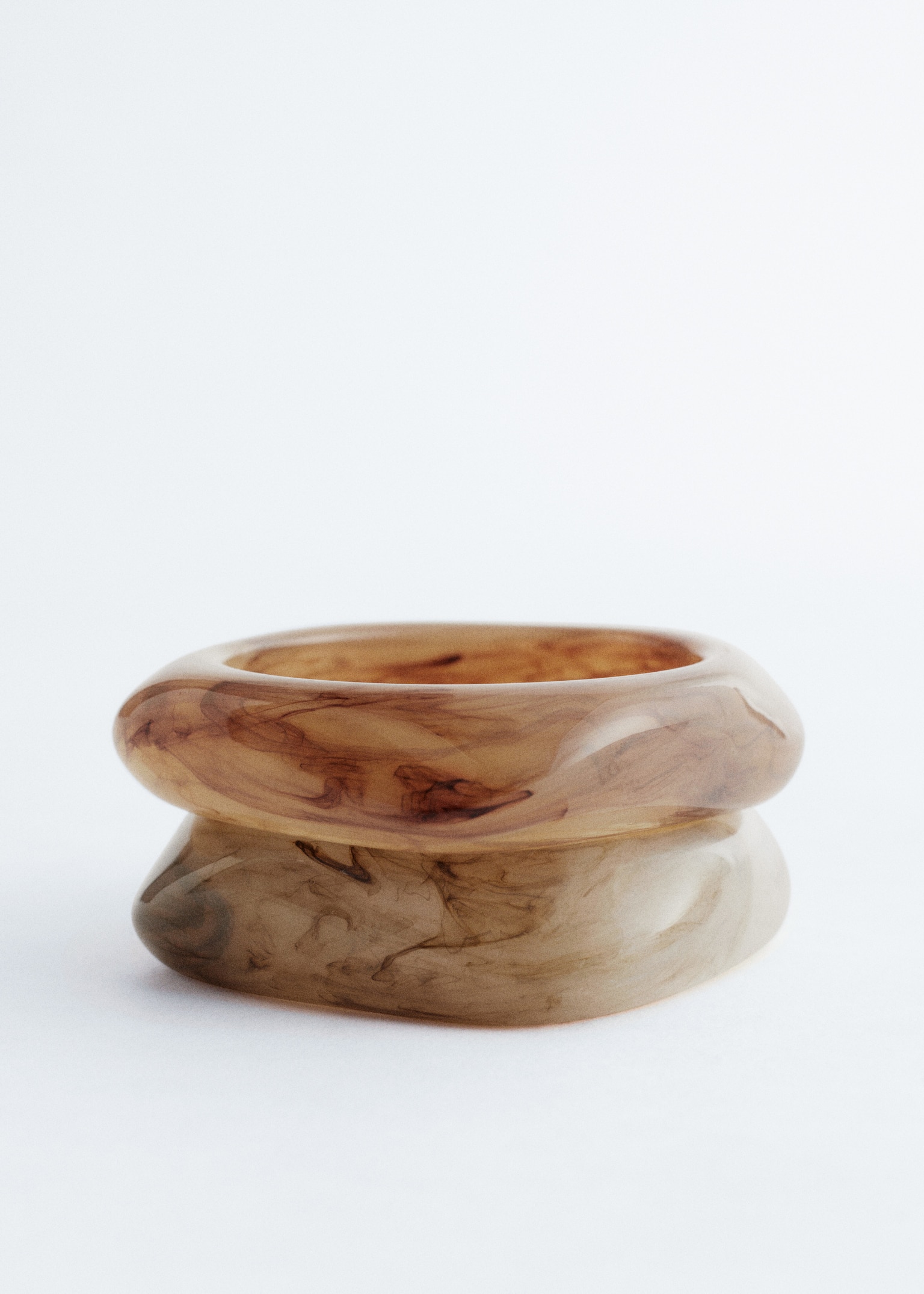 Marbled Bangle Set - Dark Brown Marbled/Green Marbled - 3