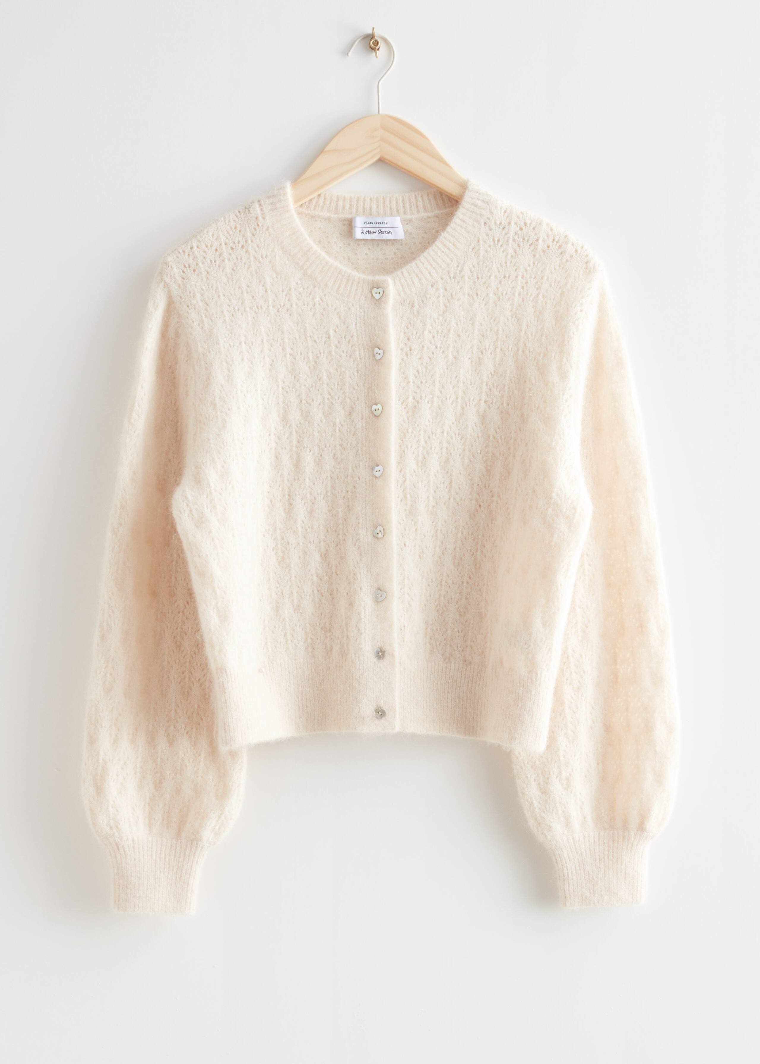 Heart Button Knit Cardigan - Cream - Still Life