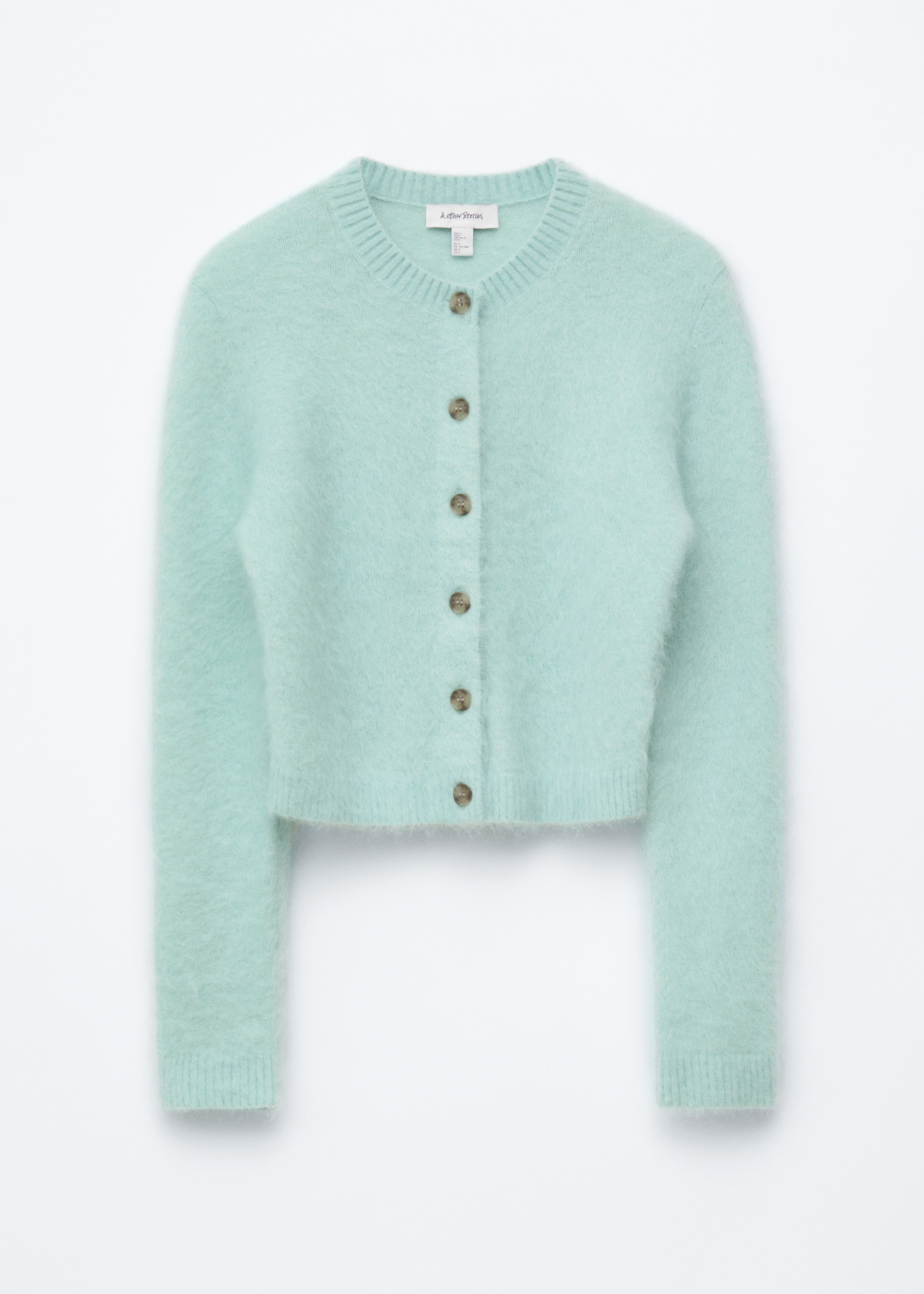 Vest van een geborstelde mohairmix - Lichtturkoois/Camel/Perzik/Zwart