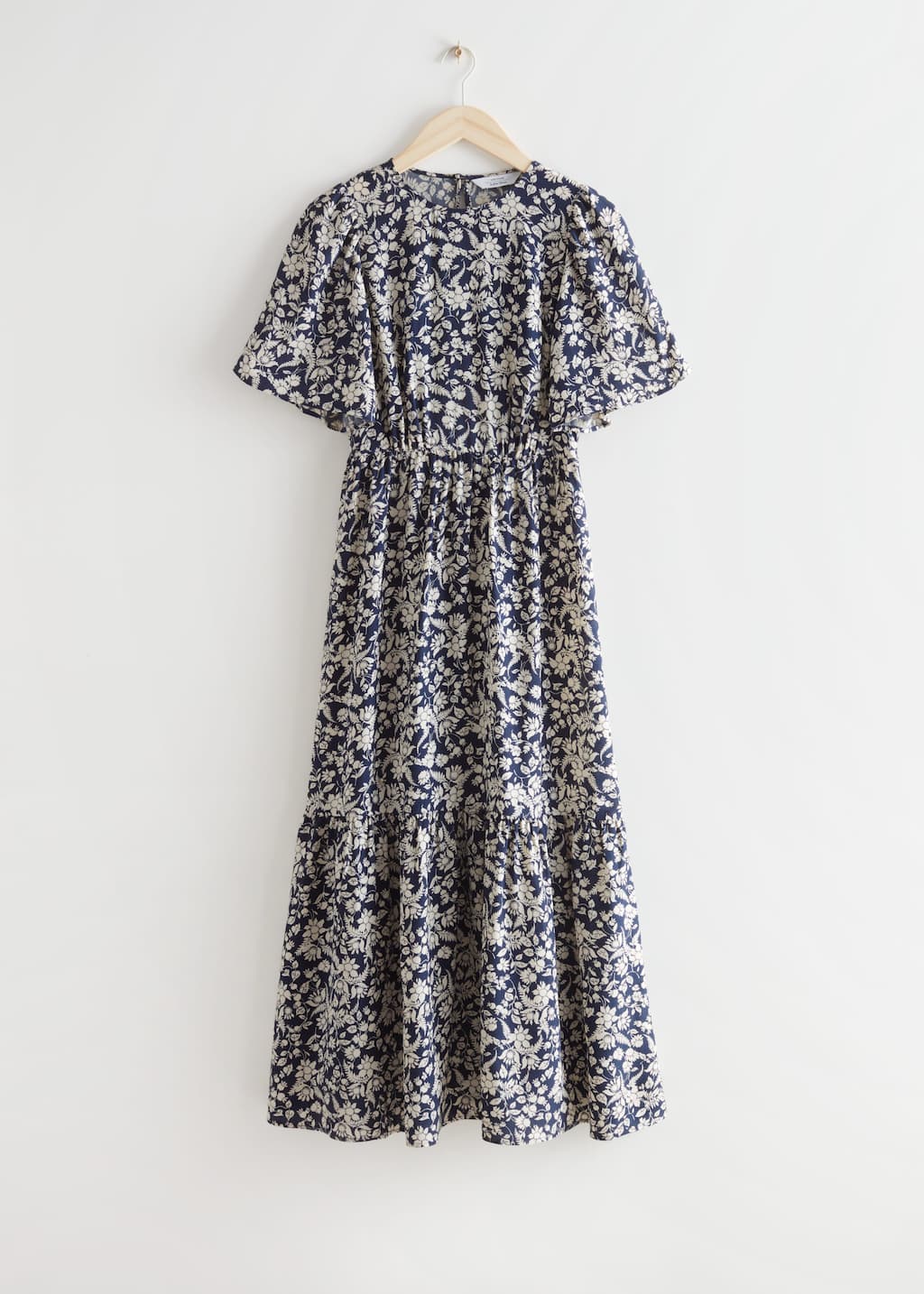 Printed Puff Sleeve Maxi Dress - Pink Florals - Bodegón
