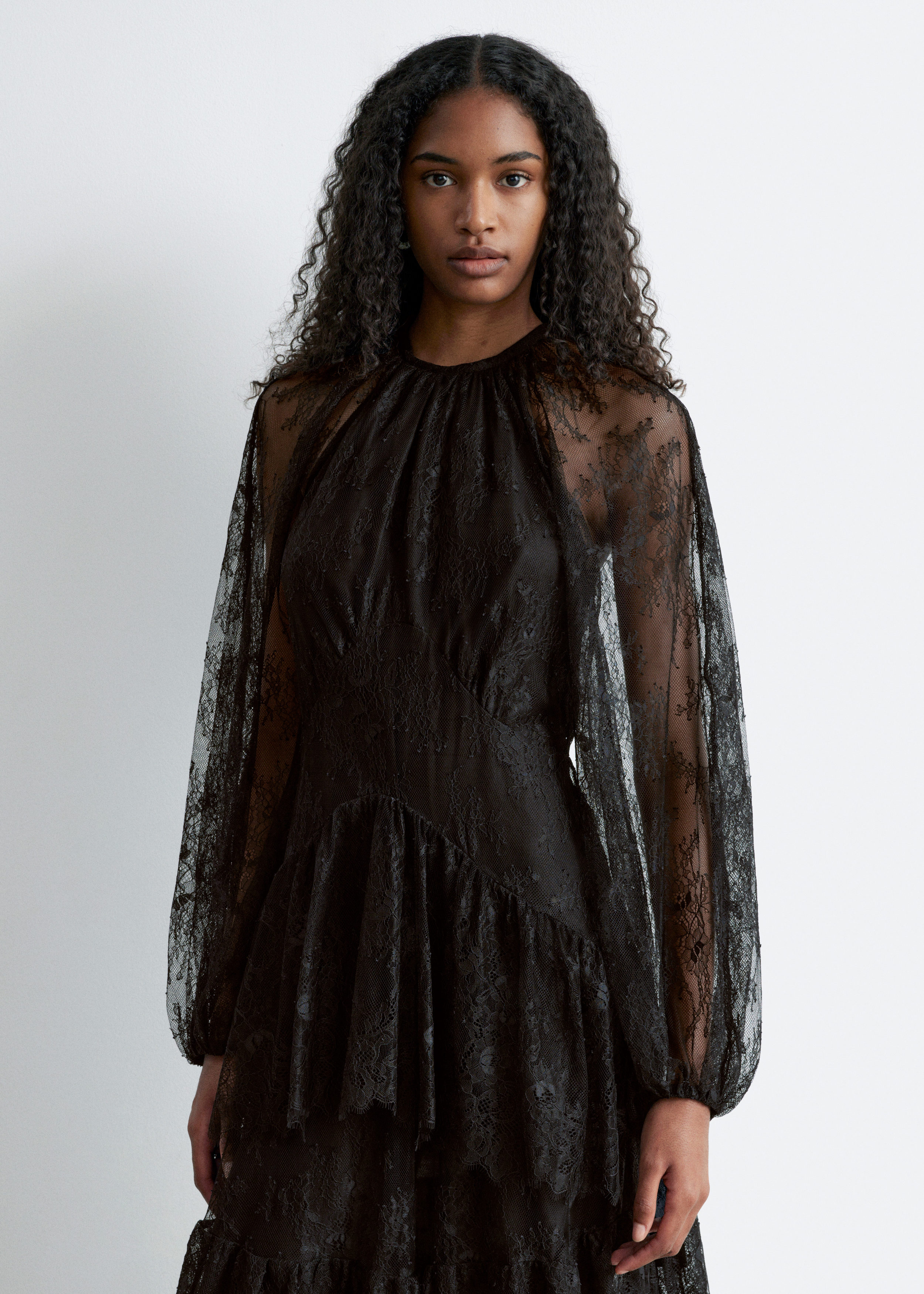 Lace Frill Mini Dress - Black - & Other Stories US
